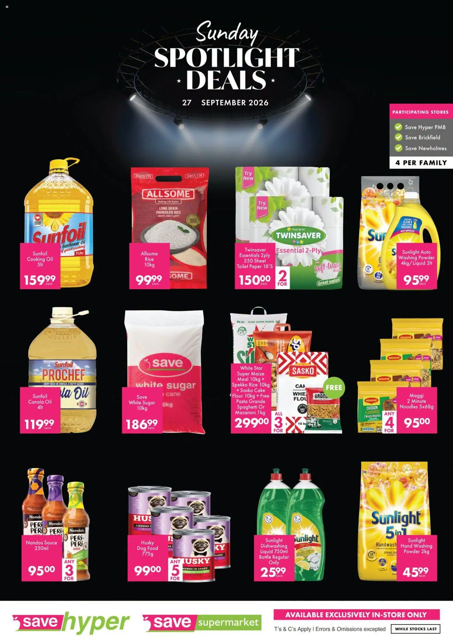 New Save catalogue – valid from 27/09/2026 | Page: 2 | Products: Handwash, Powder, Noodles, Sugar