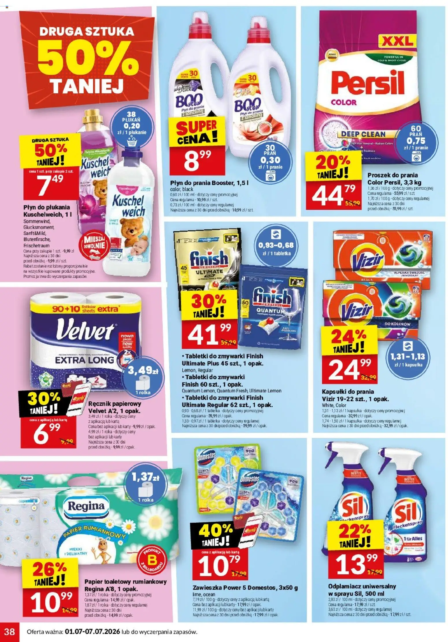 Twój Market gazetka od 01.07.2026 | Strona: 38 | Produkty: Karta, Papier toaletowy, Róż, Finish