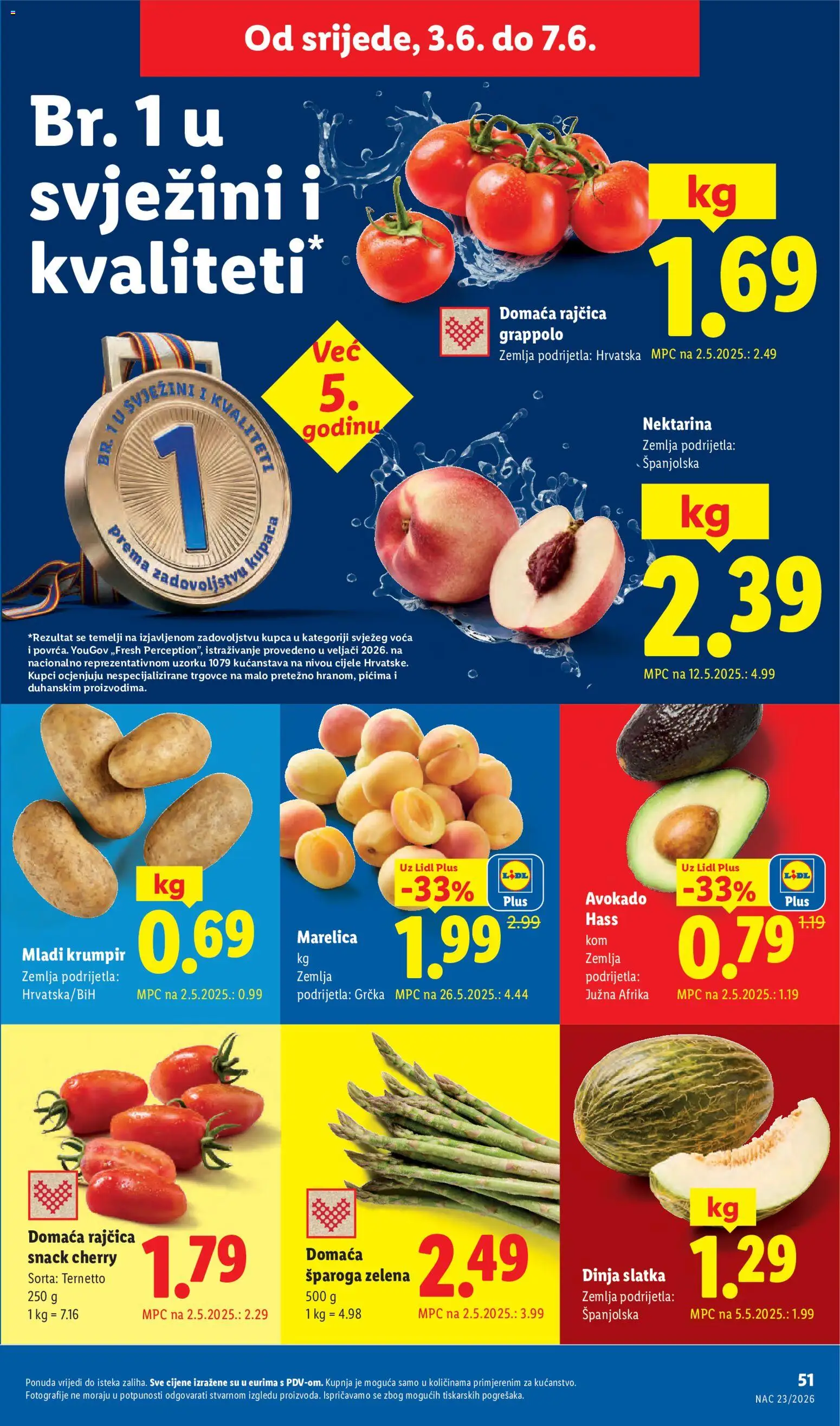 Lidl katalog | vrijedi od 01.06.2026 | Stranica: 51 | Proizvodi: Avokado, Krumpir, Nektarina, Dinja