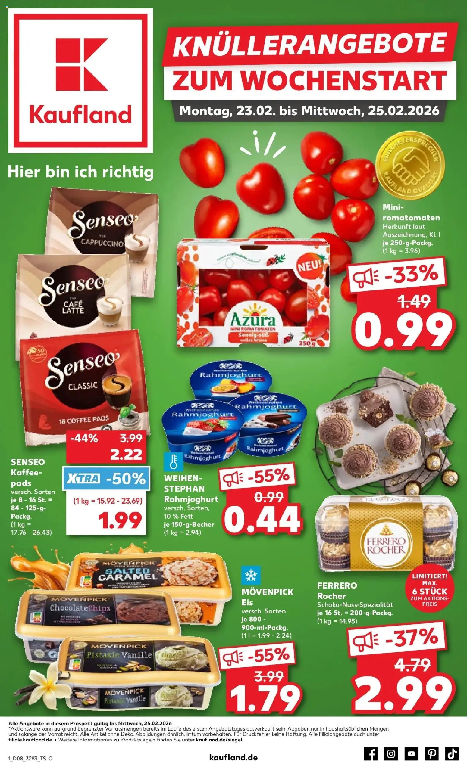Kaufland prospekt Dresden	 – gültig ab 22.02.2026 | Seite: 1 | Produkte: Senseo, Kaffee, Tomaten, Movenpick eis