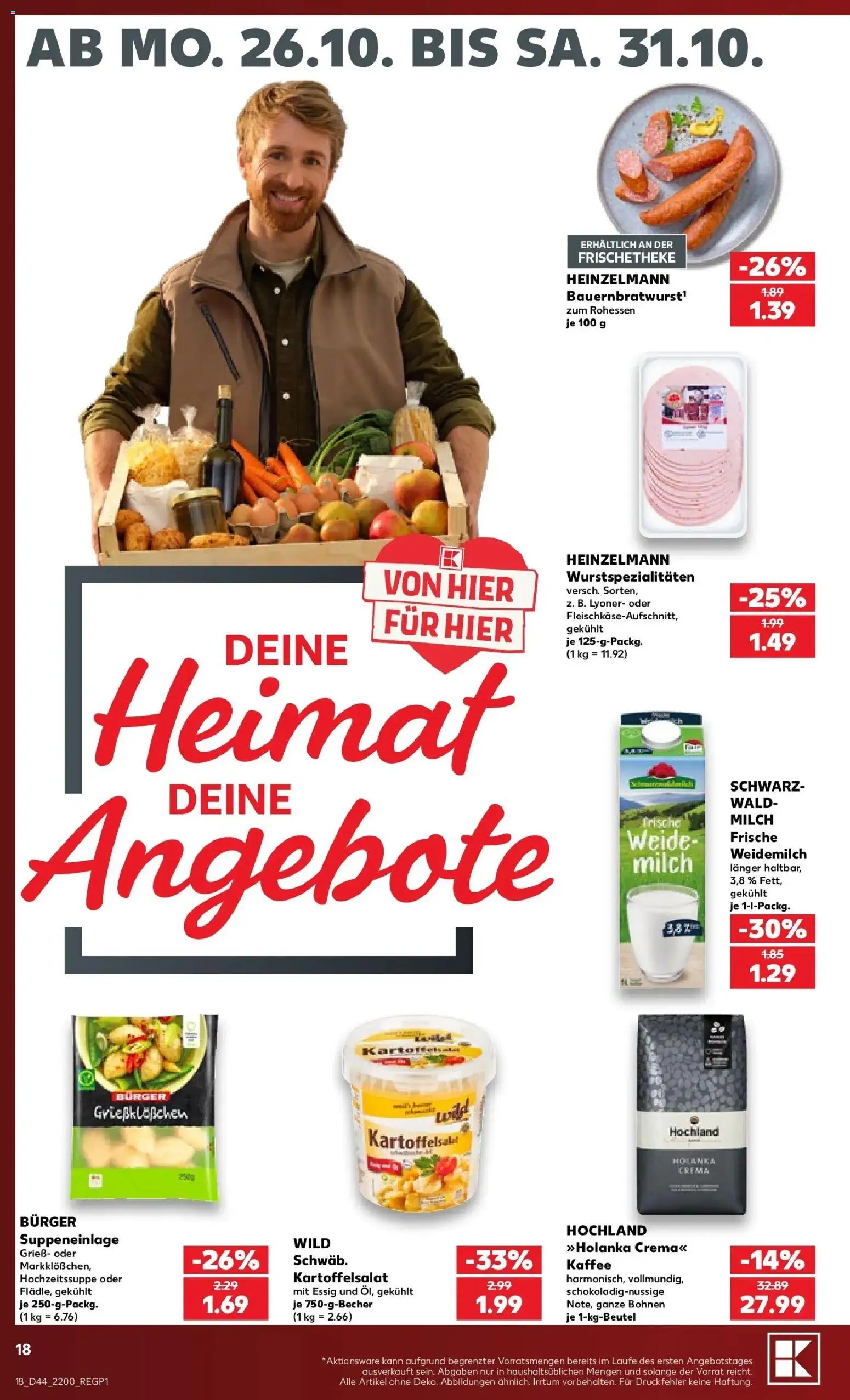 Prospekt Kaufland ab 26.10.2026 » Angebote Online zum Blättern | Seite: 22 | Produkte: Grieß, Kaffee, Essig, Burger