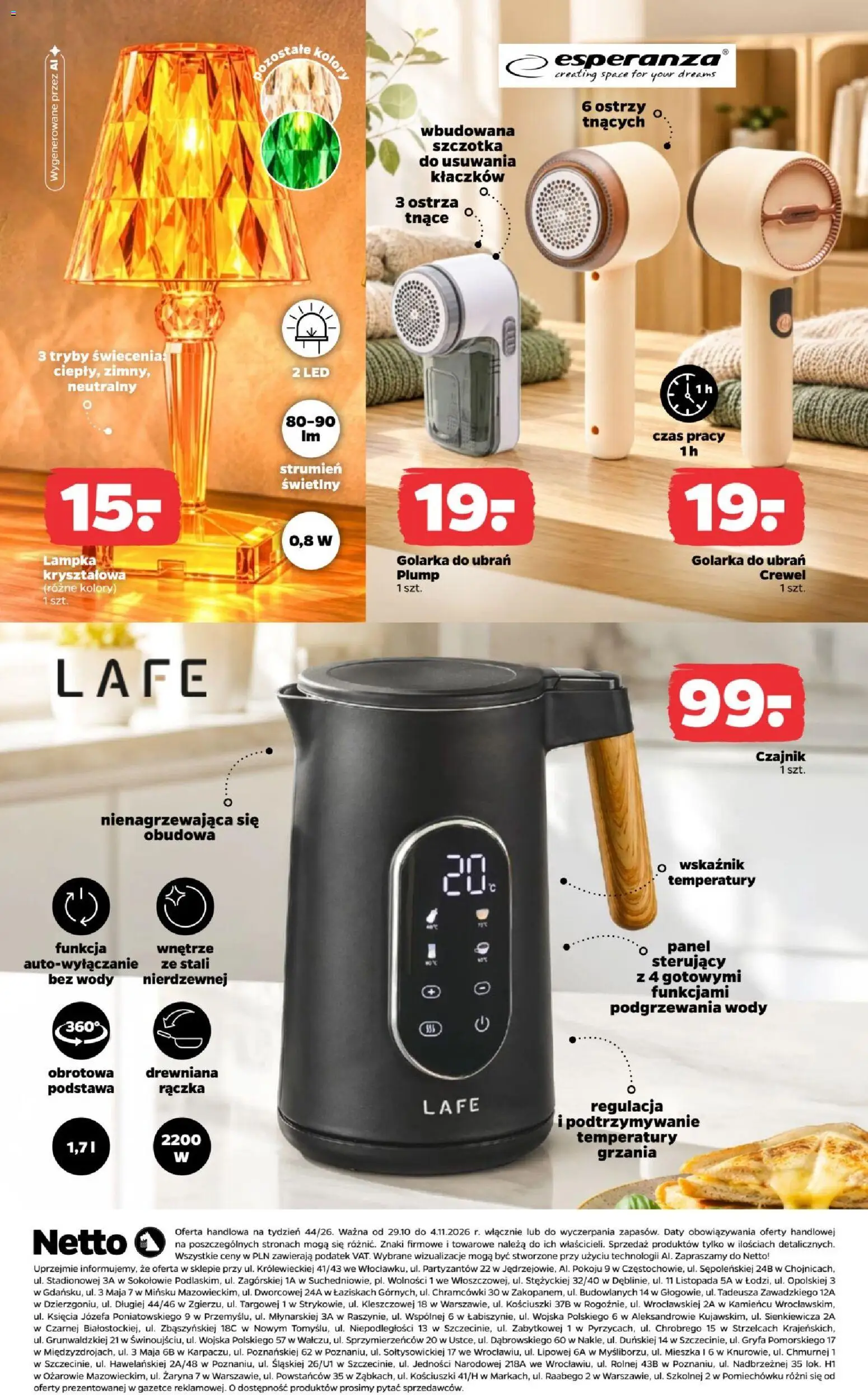 Netto gazetka od czwartku NonFood od 29.10.2026 | Strona: 8 | Produkty: Czajnik, Golarka, Szczotka, Golarka do ubrań