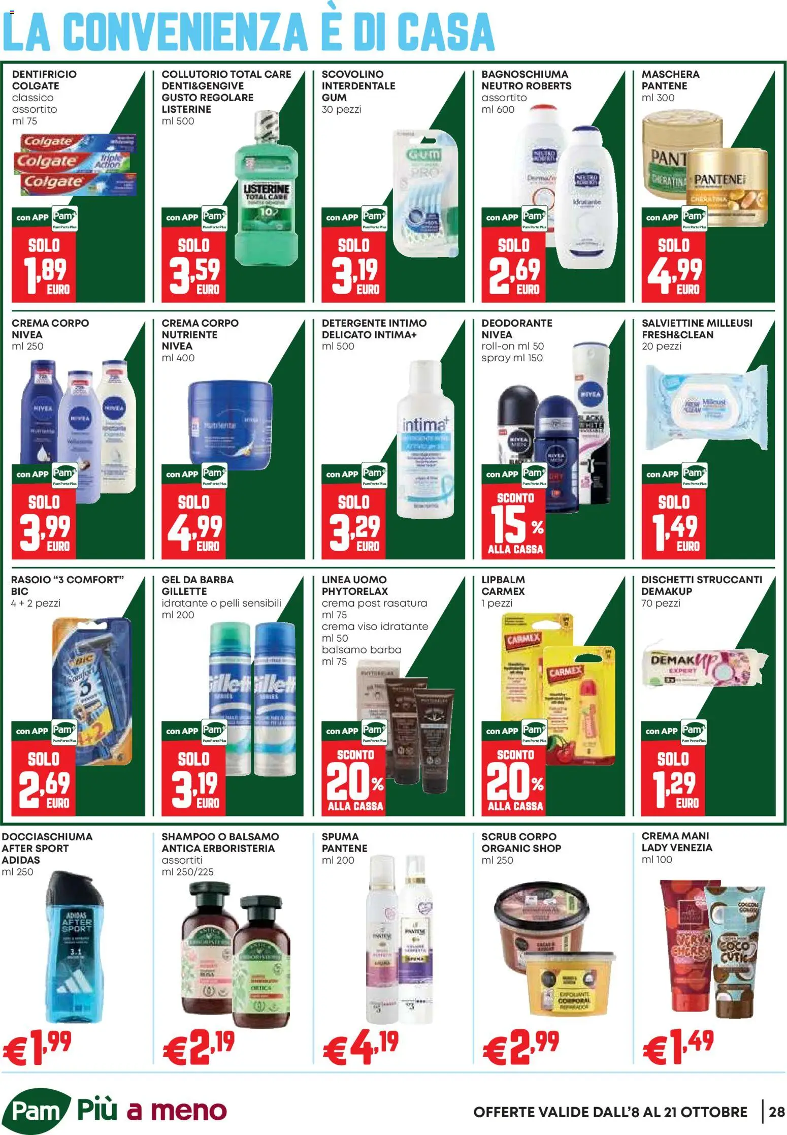 Volantino PAM del 08/10/2026 | Pagina: 28 | Prodotti: Crema, Rasoio, Deodorante, Collutorio