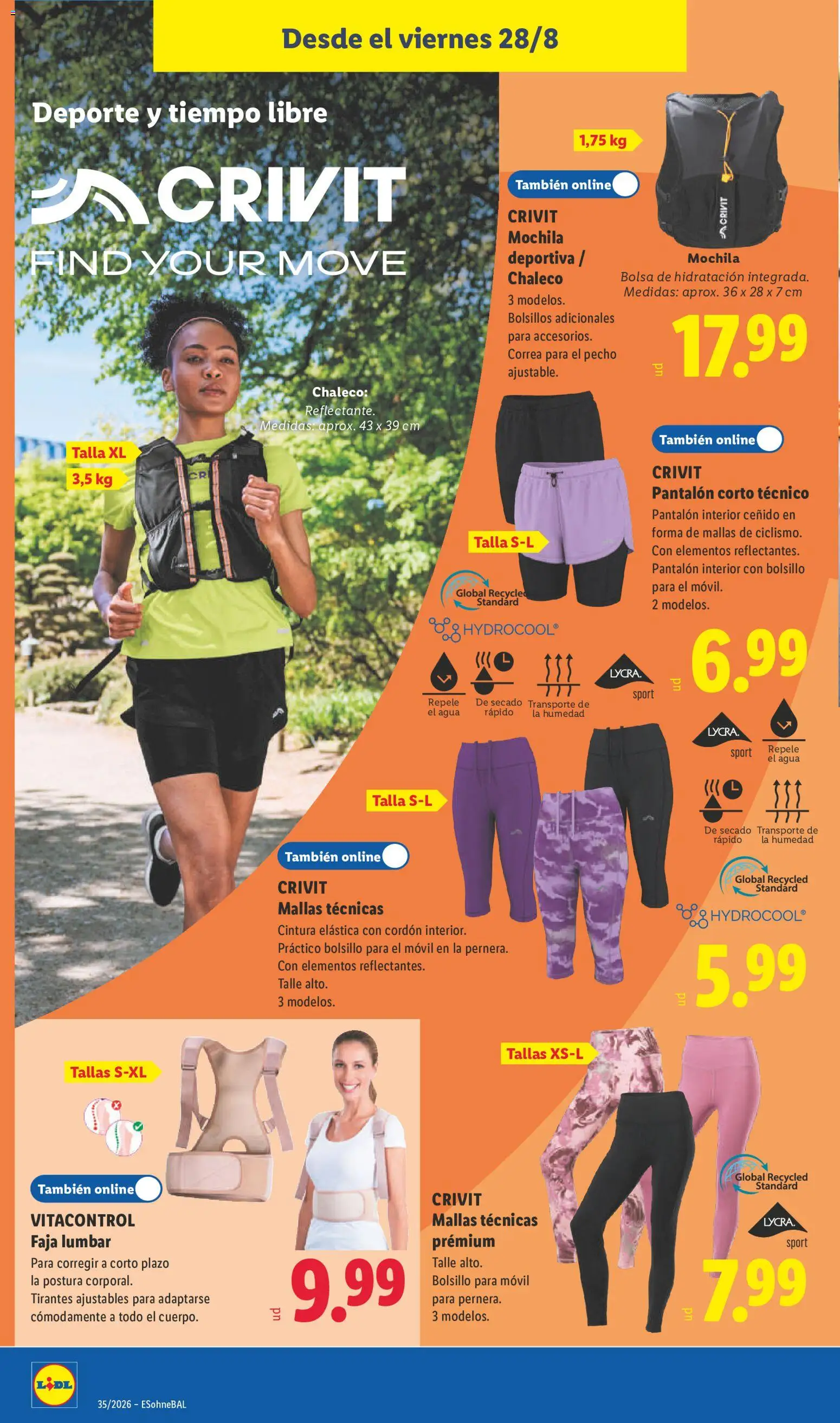 Lidl folleto de bazar │ válido desde el 24/08/2026 | Página: 20 | Productos: Móvil, Bolsa, Agua, Pantalón corto