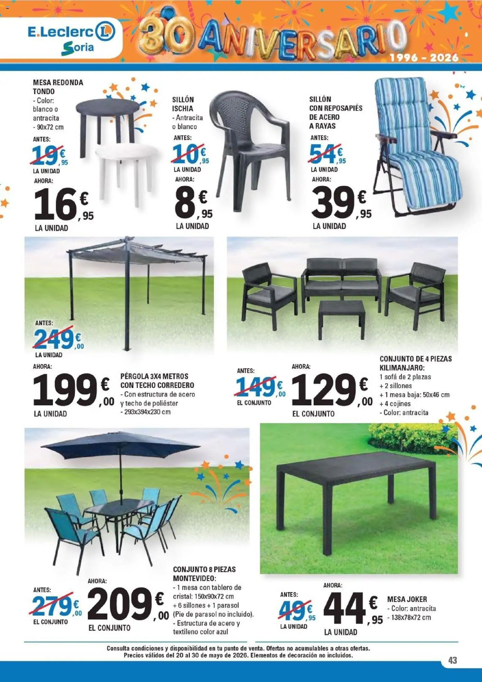 E.Leclerc Soria │ válido desde el 20.05.2026 | Página: 43 | Productos: Reposapiés, Sofá, Sillón, Mesa