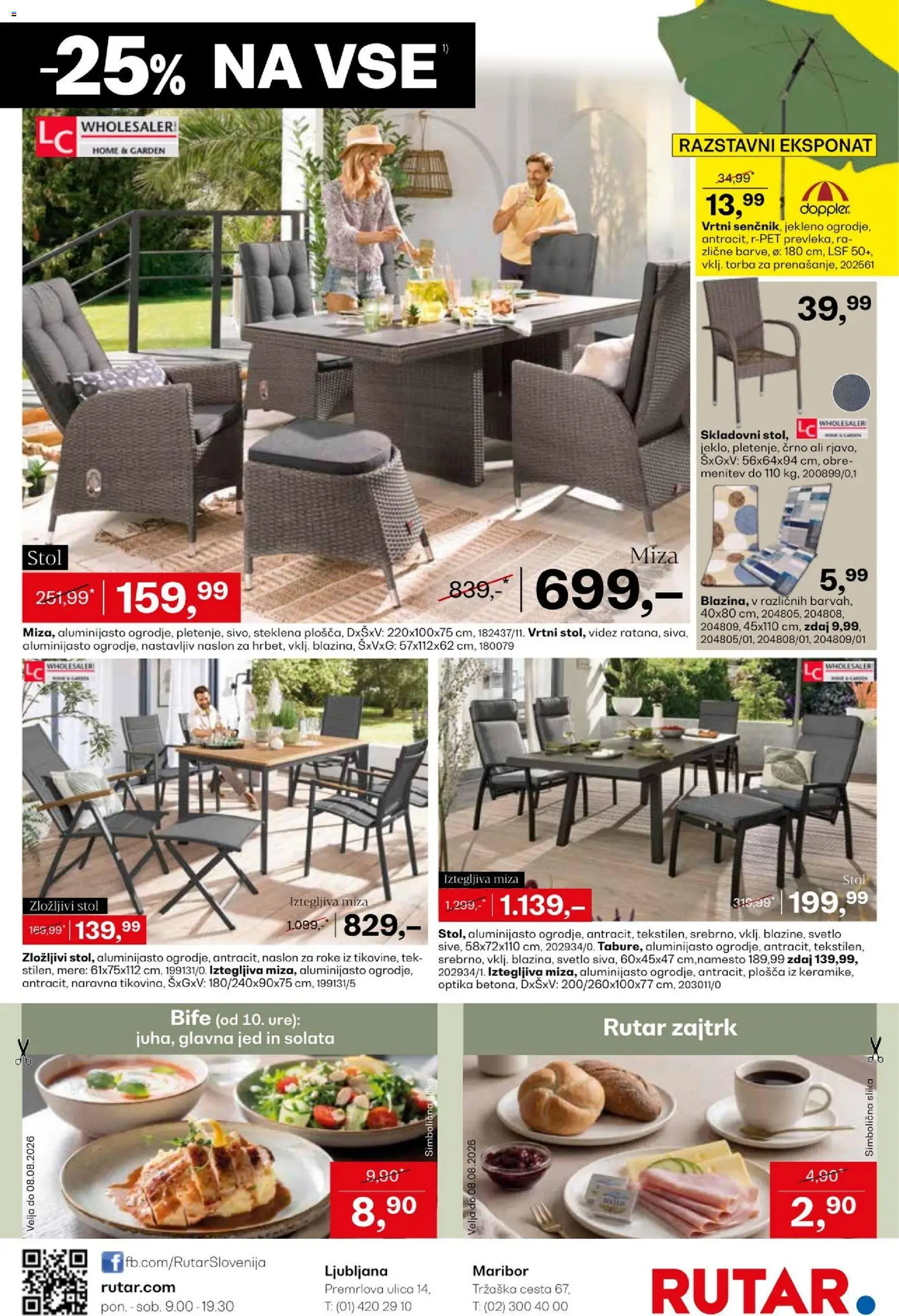 Novi Rutar katalog ponudbe – veljaven od 05.08.2026 | Stran: 16 | Izdelki: Torba, Miza, Stol, Solata