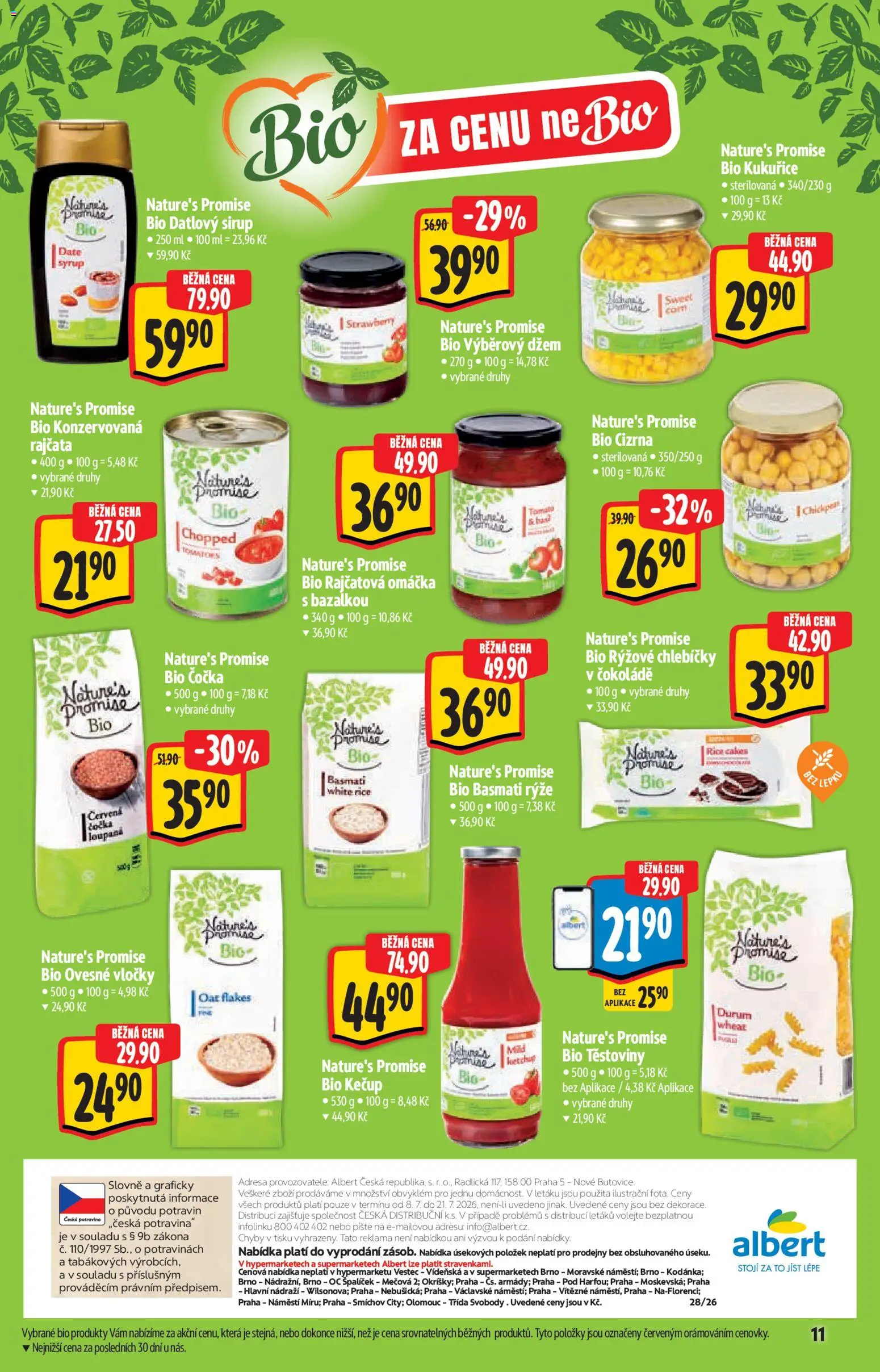 Albert katalog - Bio od 08.07.2026 | Strana: 11 | Produkty: Rajčata, Rajčatová omáčka, Basmati, Cizrna