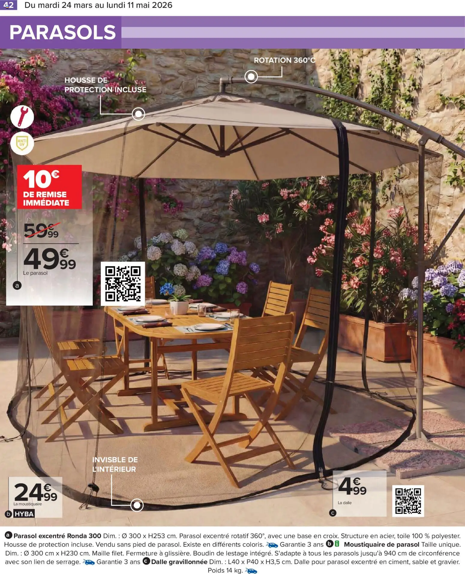 {H1} | Page: 42 | Produits: Base, Poids, Moustiquaire, Parasol