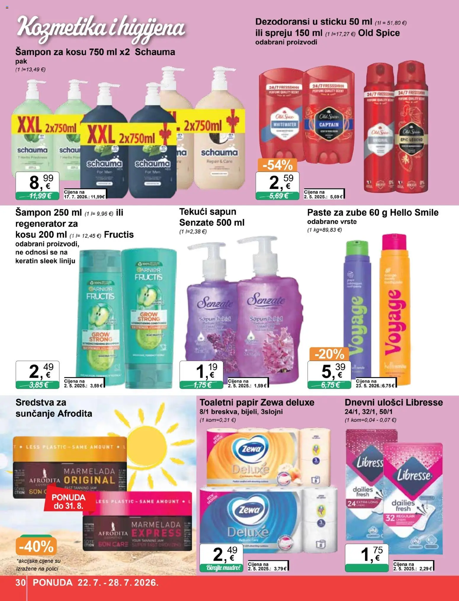 KTC katalog | vrijedi od 22.07.2026 | Stranica: 30 | Proizvodi: Marmelada, Sapun, Toaletni papir, Libresse