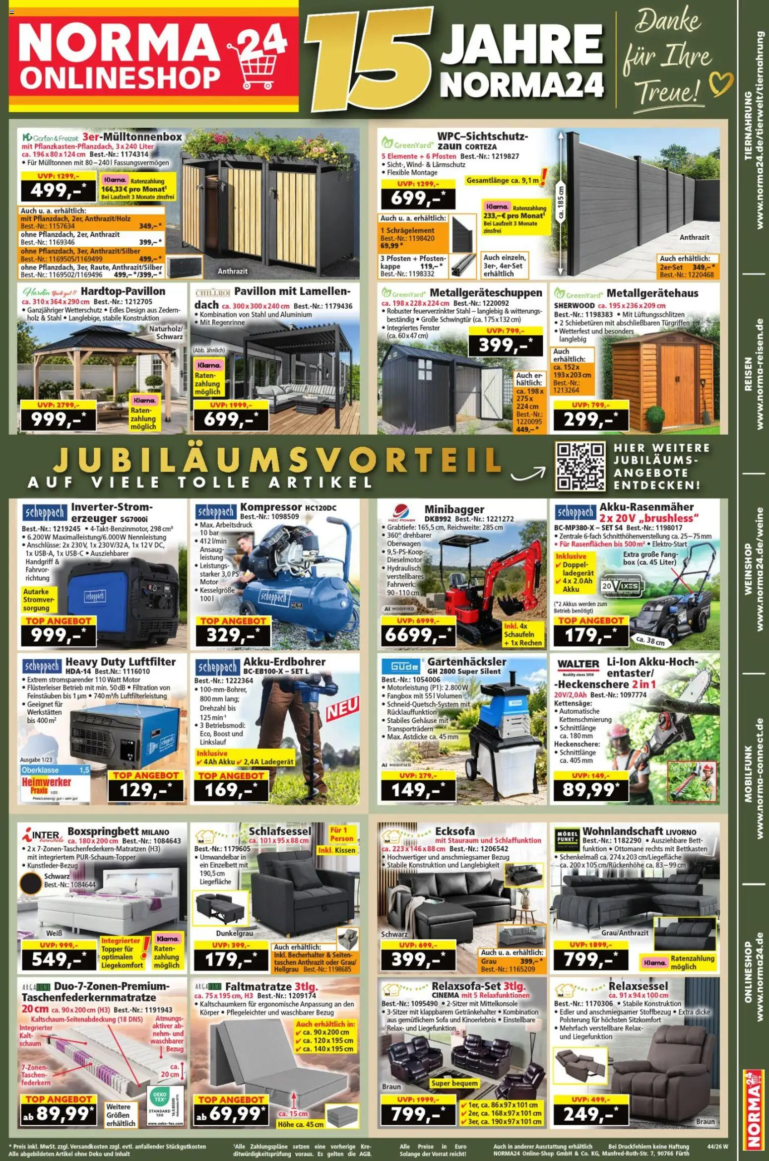 Norma Onlineshop – gültig ab 26.10.2026 | Seite: 1 | Produkte: Ecksofa, Relaxsessel, Kappe, Ladegerät