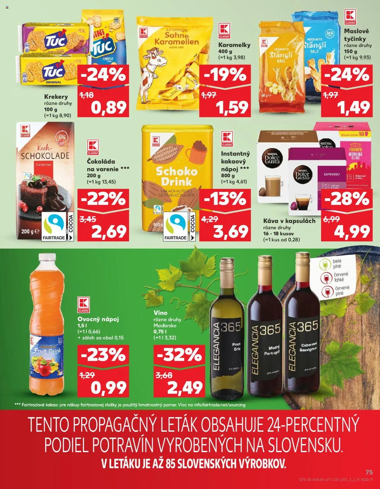 Nové Kaufland akcie – leták je platný od 26.06.2025 | Strana: 75 | Produkty: Dolce Gusto, Víno, Čokoláda, Kakao