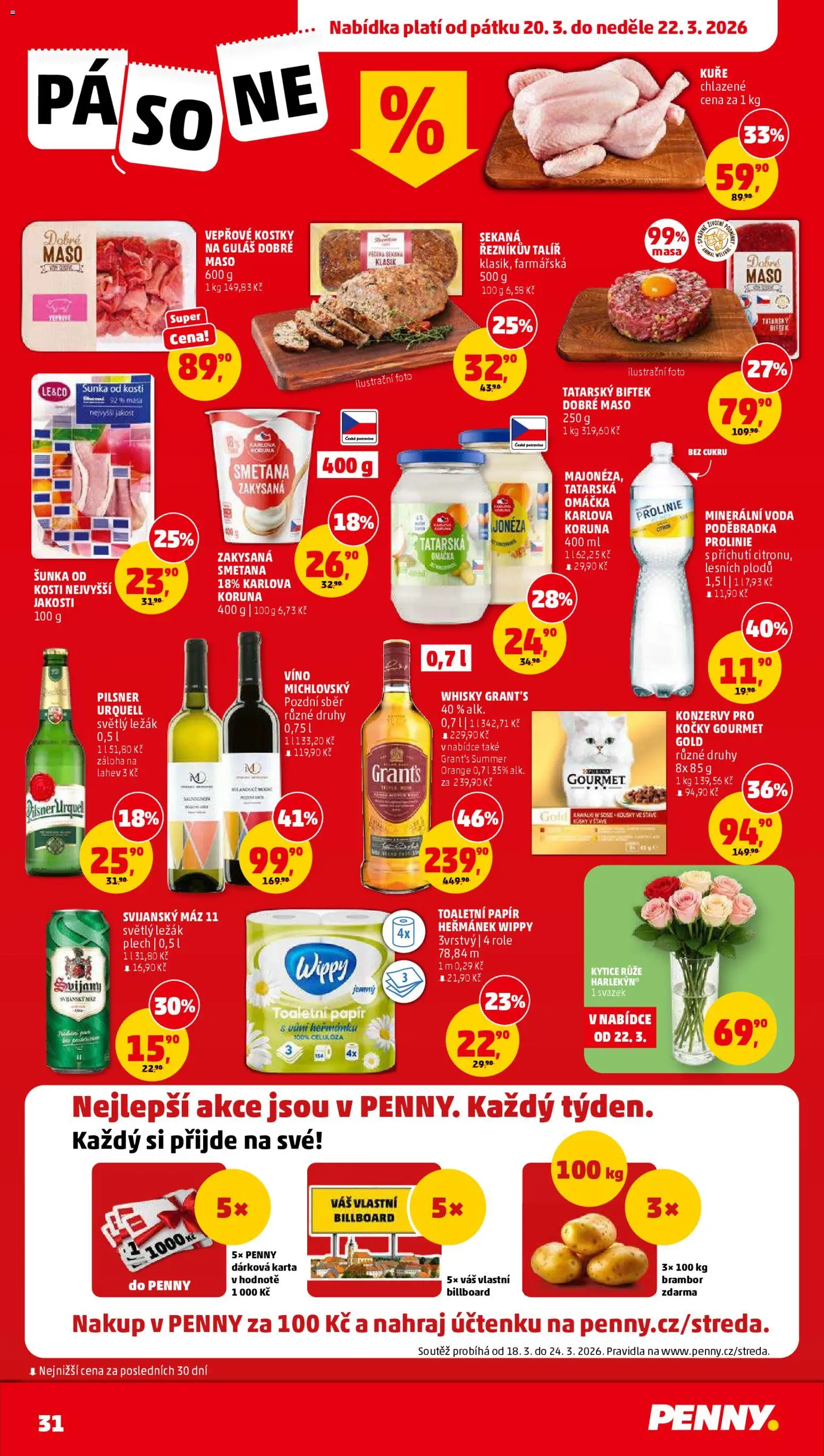 Penny Market leták od 18.03.2026 | Strana: 31 | Produkty: Voda, Víno, Guláš, Kuře chlazené