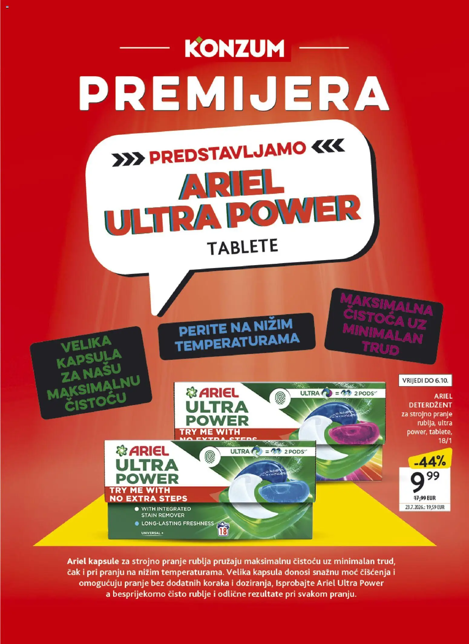Konzum HR akciós ujság - amely érvényes a következő dátumtól: 2026.09.16. | Oldal: 15 | Termékek: Ariel