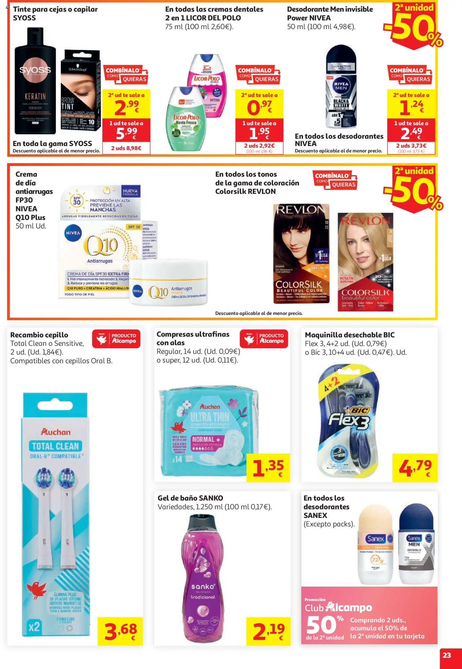 Alcampo HG Nacional │ válido desde el 05.05.2026 | Página: 23 | Productos: Cepillo, Desodorante, Crema de día, Baño