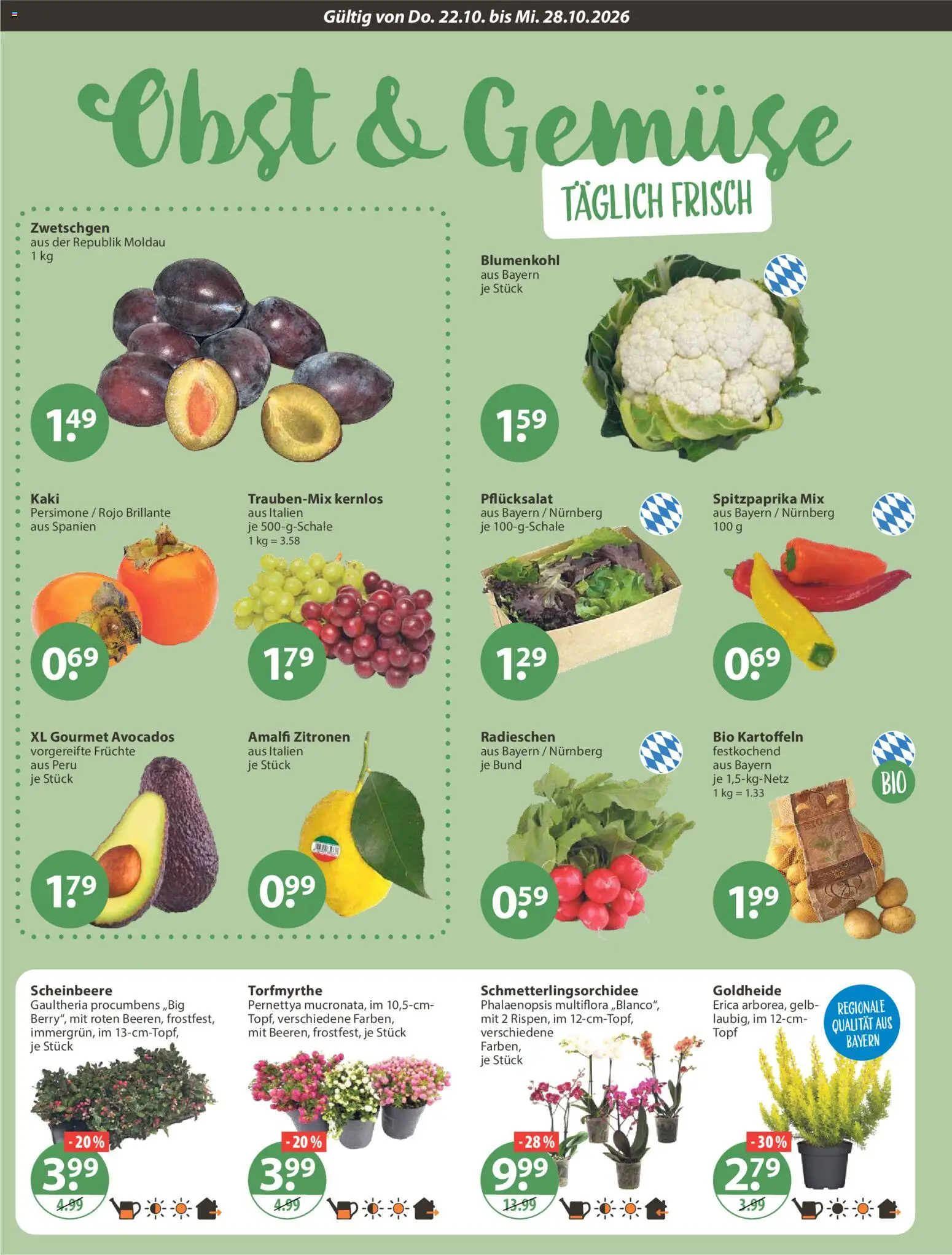 V-Markt Angebote – gültig ab 22.10.2026 | Seite: 4 | Produkte: Gemüse, Obst, Blumenkohl, Zitronen