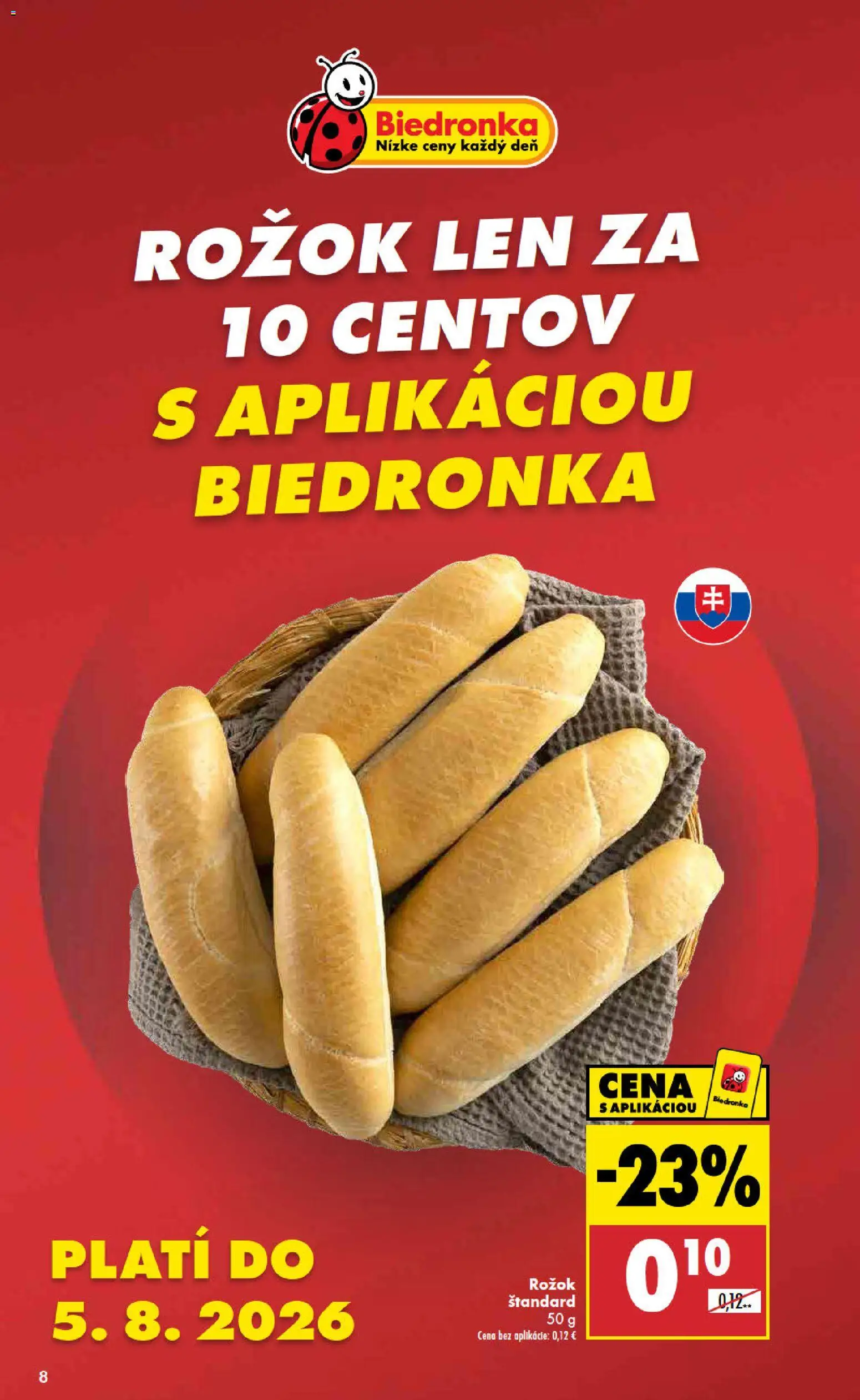 Nové Biedronka akcie – leták je platný od 03.08.2026 | Strana: 8 | Produkty: Rožok