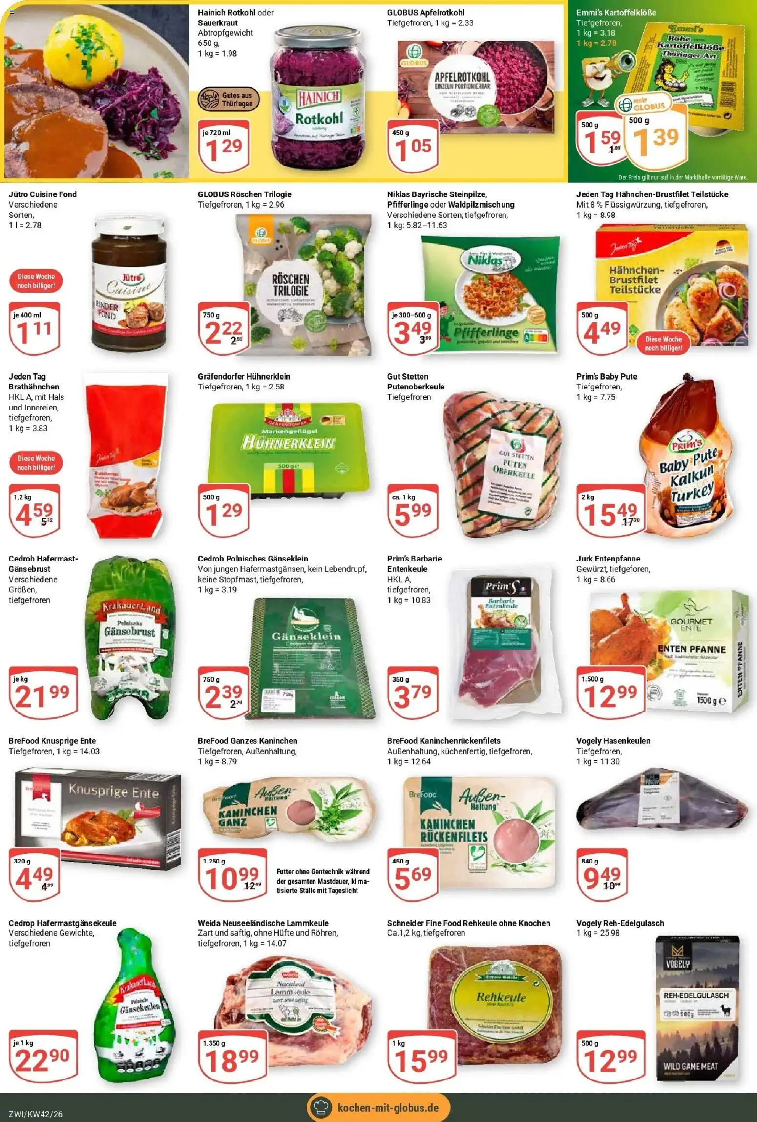 Globus Prospekt Zwickau (ab 12.10.2026) » Angebote online | Seite: 15 | Produkte: Hahnchen, Kaninchen, Pfifferlinge, Ente
