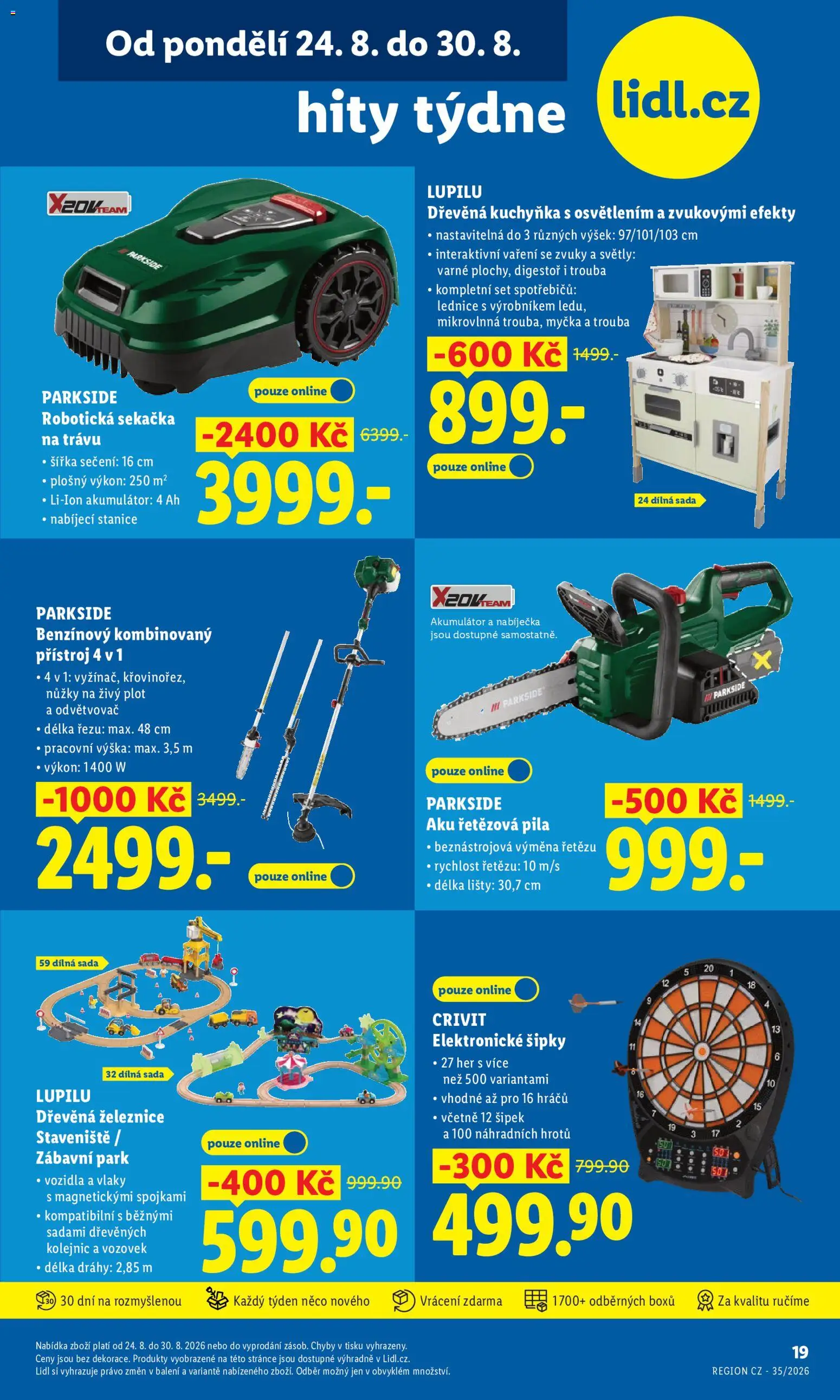 Lidl leták - Hity týdne od 24.08.2026 | Strana: 1 | Produkty: Nůžky, Šipky, Trouba, Elektronické šipky