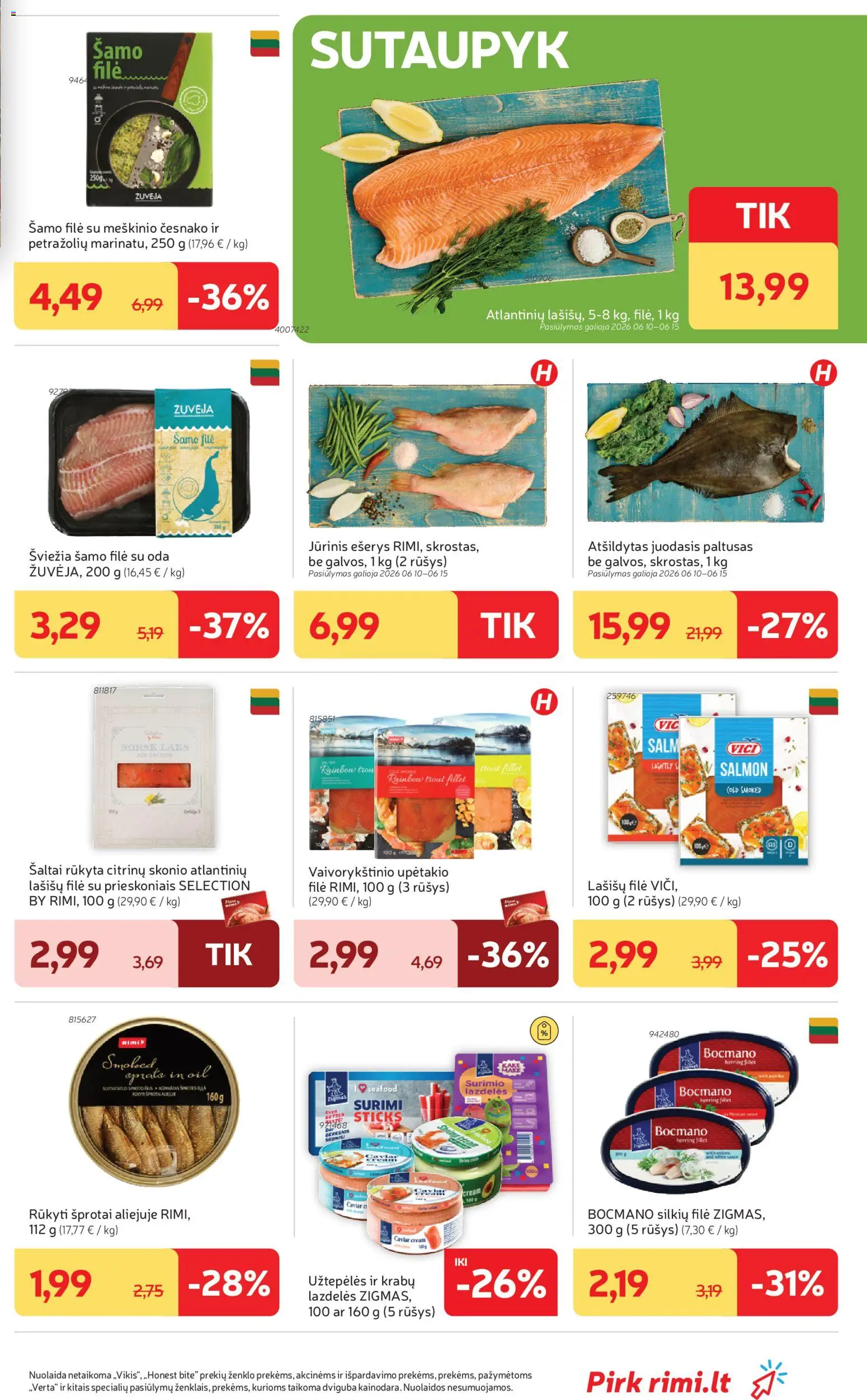 Rimi akcijos nuo 09.06.2026 | Puslapis: 13 | Prekių: Lašišų filė