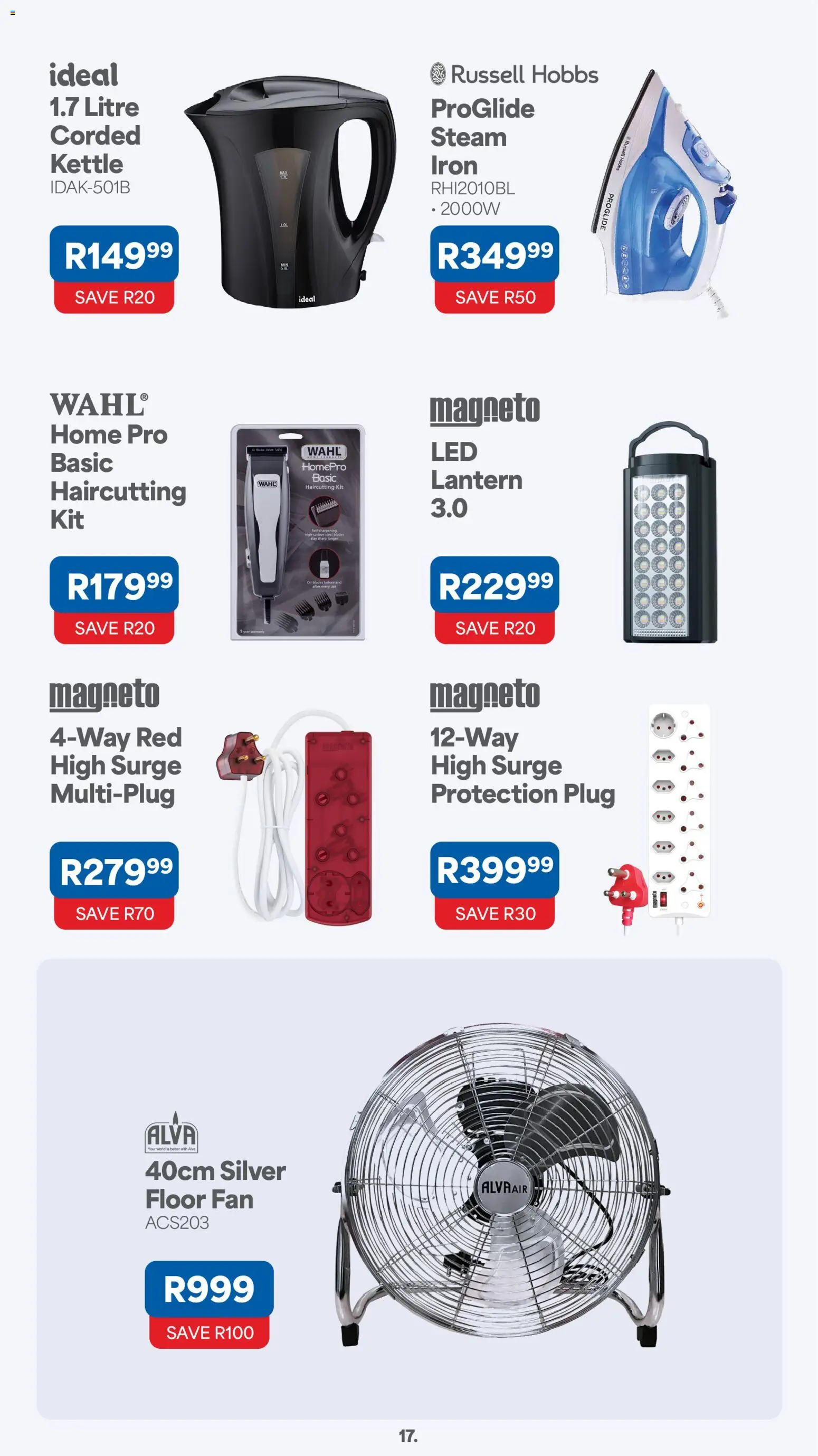 New OK Furniture catalogue – valid from 07/09/2026 | Page: 17 | Products: Kettle, Iron, Fan, Floor fan