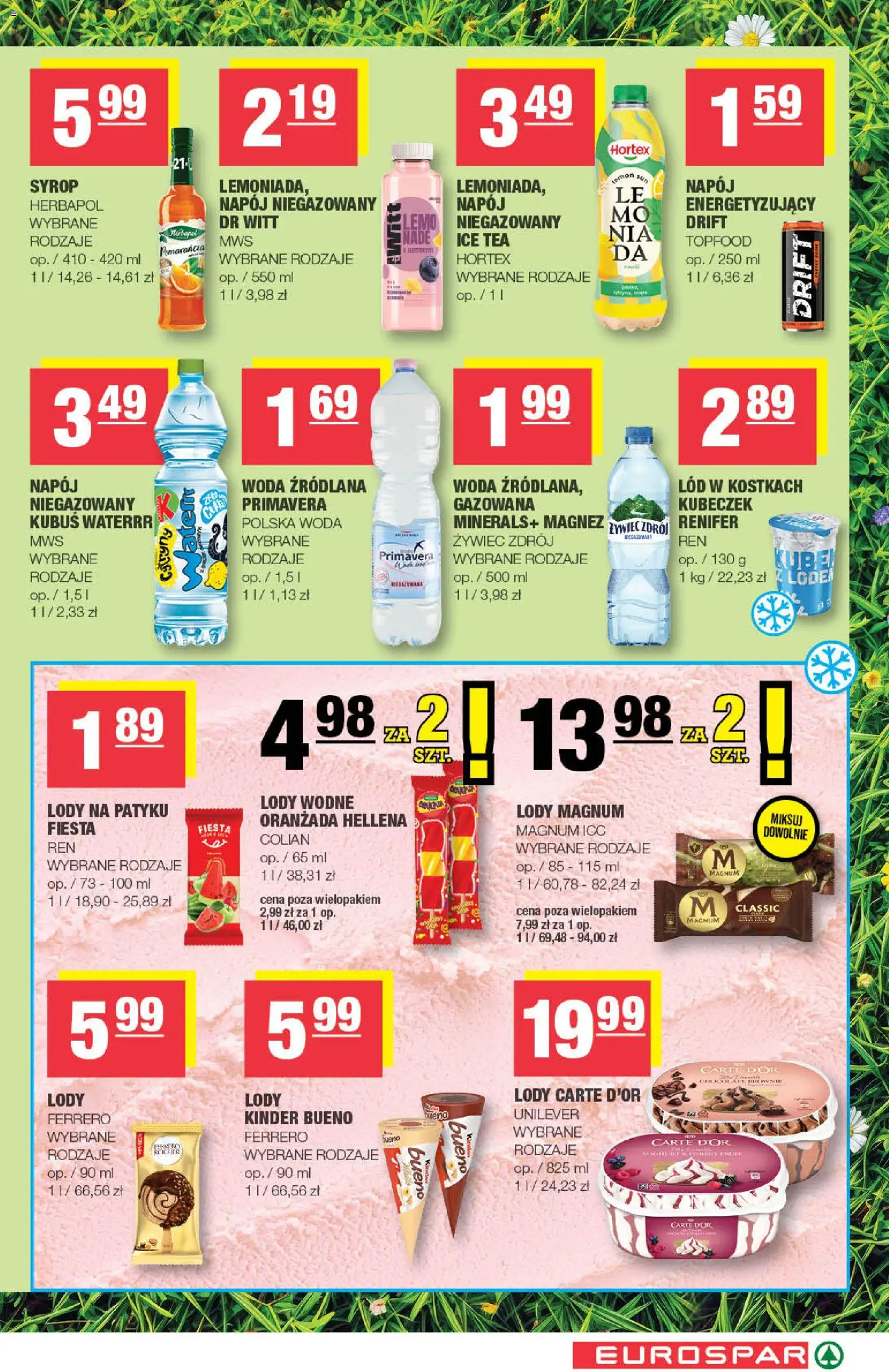Spar gazetka - Eurospar od 17.06.2026 | Strona: 11 | Produkty: Por, Kinder Bueno, Lody na patyku, Lody Magnum