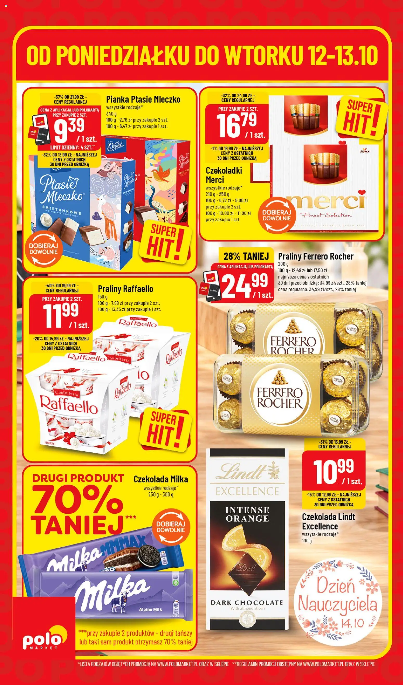 Nowa POLOmarket gazetka od jutra 12.10.2026 | Strona: 2 | Produkty: Praliny, Czekolada milka, Czekolada, Ferrero rocher