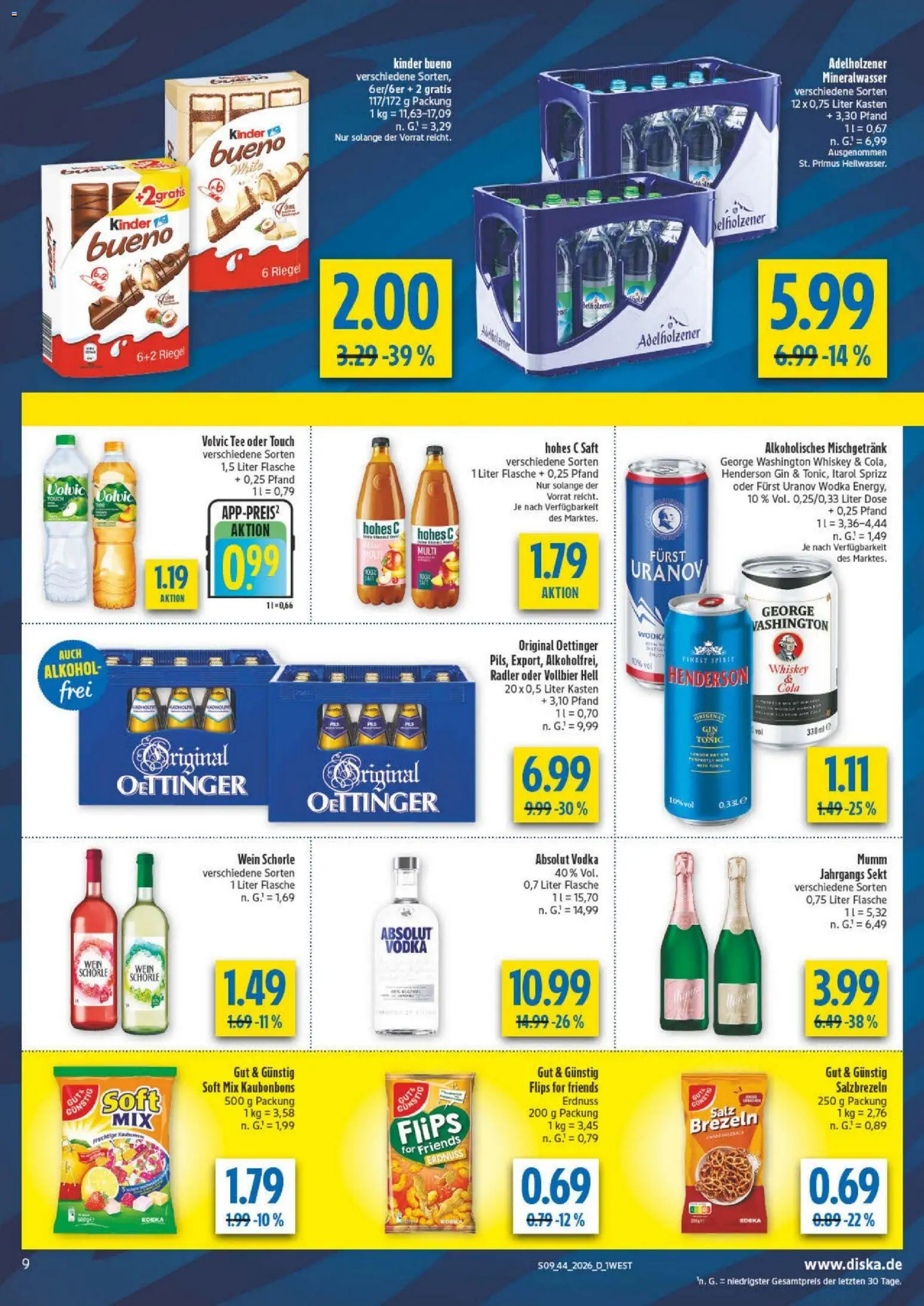 Diska Bayern – gültig ab 26.10.2026 | Seite: 9 | Produkte: Mixer, Mineralwasser, Wein, Whiskey