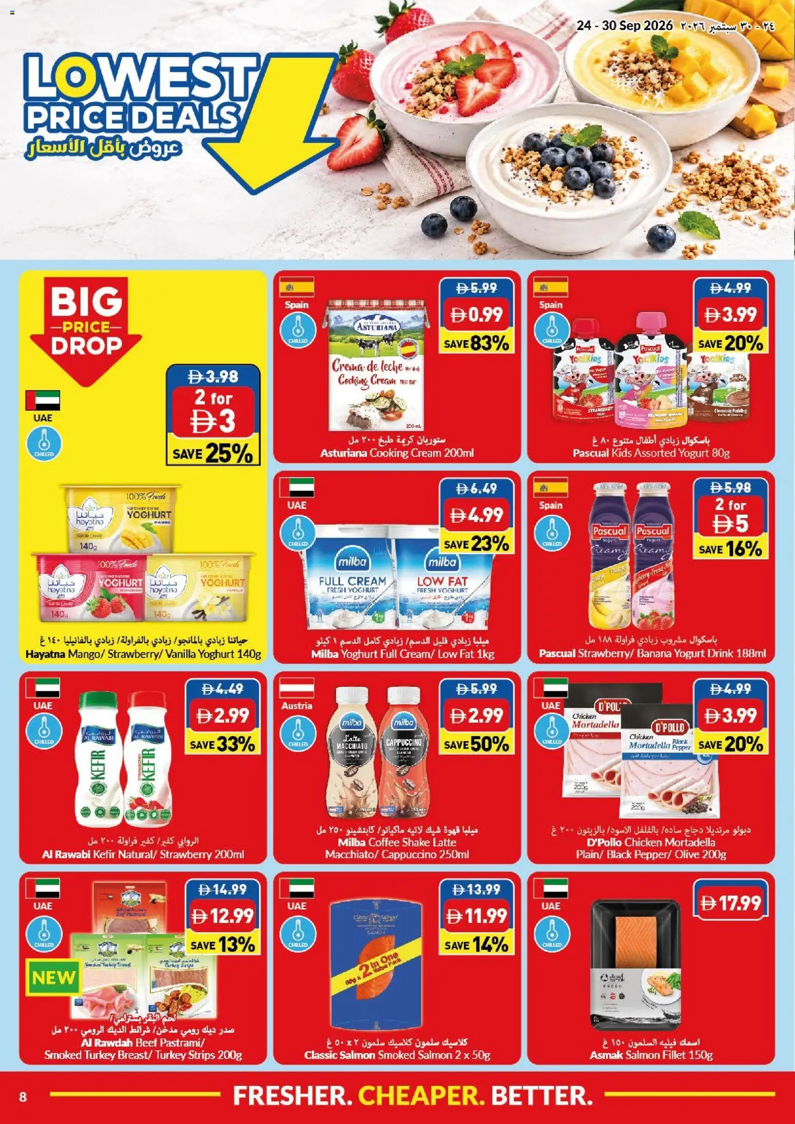 {H1} | Page: 8 | Products: Yoghurt, Coffee, Chocolate, Pepper