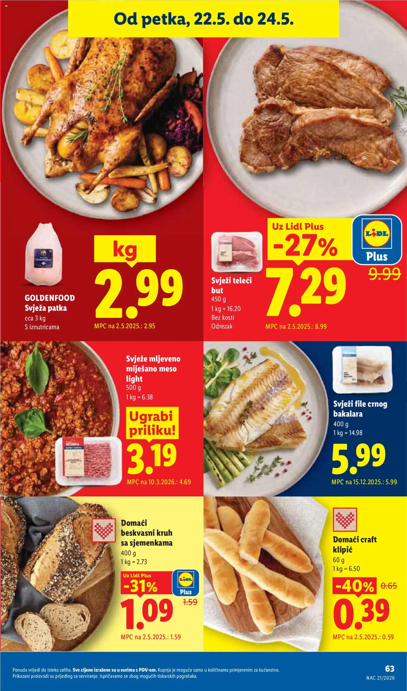 Lidl katalog | vrijedi od 18.05.2026 | Stranica: 63 | Proizvodi: Kruh, Meso