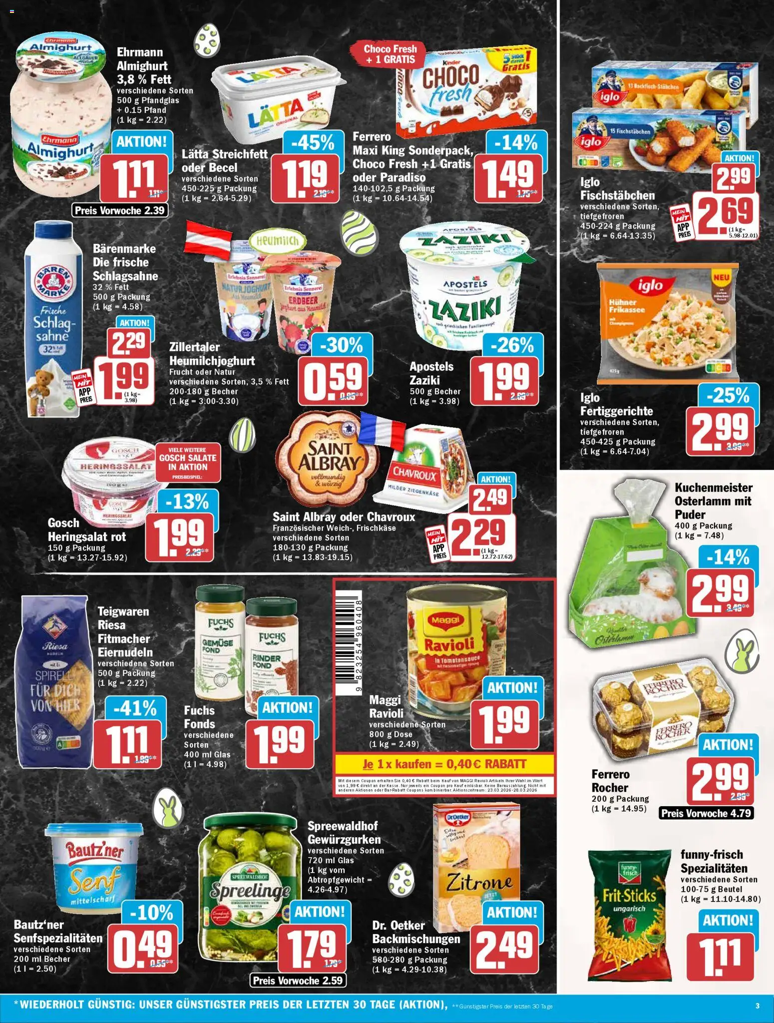 HIT Prospekt 	 – gültig ab 23.03.2026 | Seite: 3 | Produkte: Becel, Puder, Fertiggerichte, Sahne