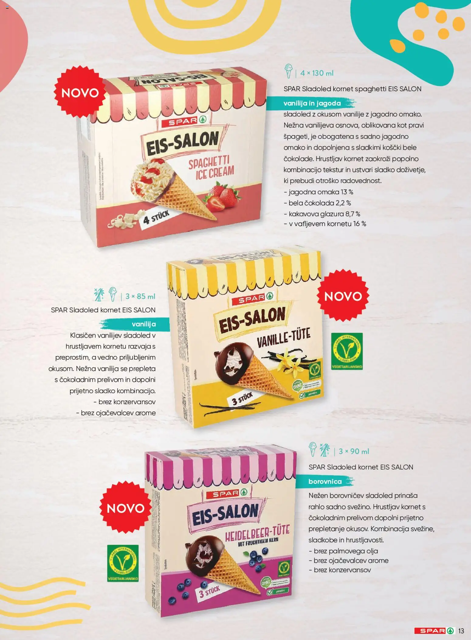 Novi Spar katalog ponudbe – veljaven od 20.04.2026 | Stran: 13 | Izdelki: Cokolada, Sladoled, Omaka