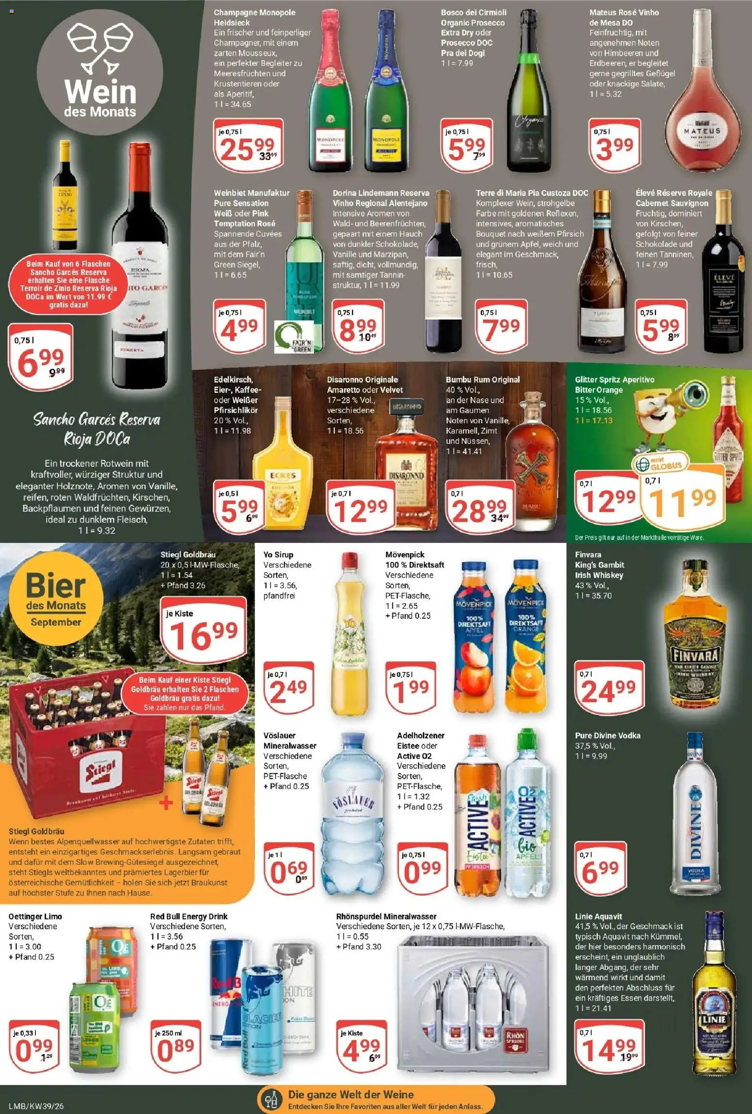 Globus Prospekt Limburg (ab 21.09.2026) » Angebote online | Seite: 22 | Produkte: Red bull, Bier, Mineralwasser, Fleisch