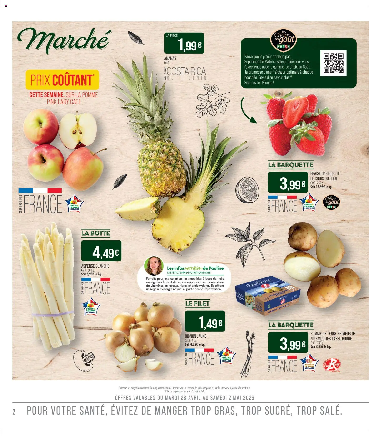 {H1} | Page: 2 | Produits: Asperge, Base, Pomme de terre, Ananas