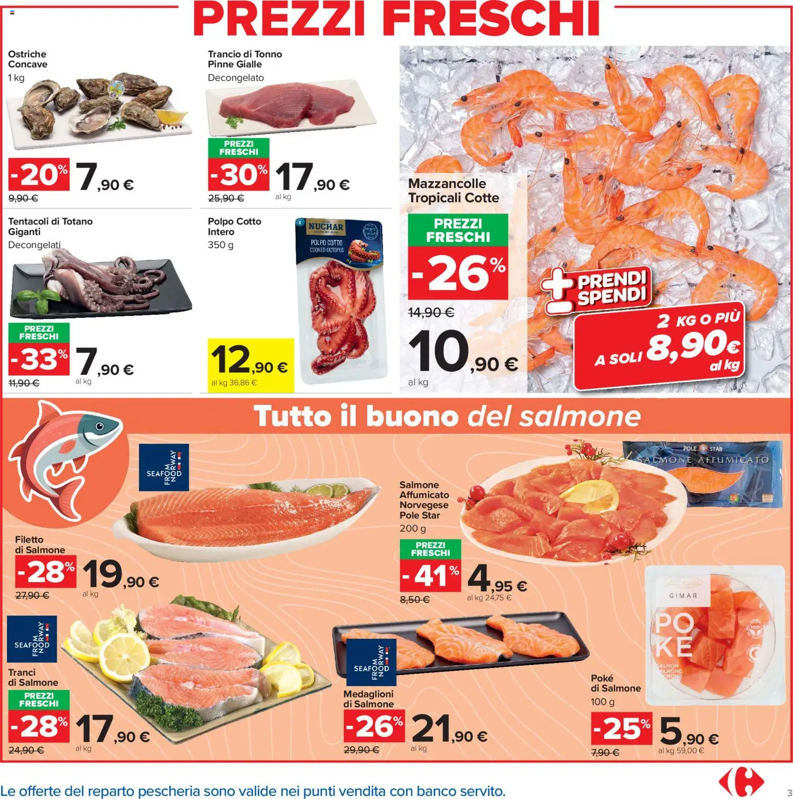Volantino Carrefour del 23/10/2026 | Pagina: 3 | Prodotti: Salmone, Filetto di salmone, Filetto, Tonno