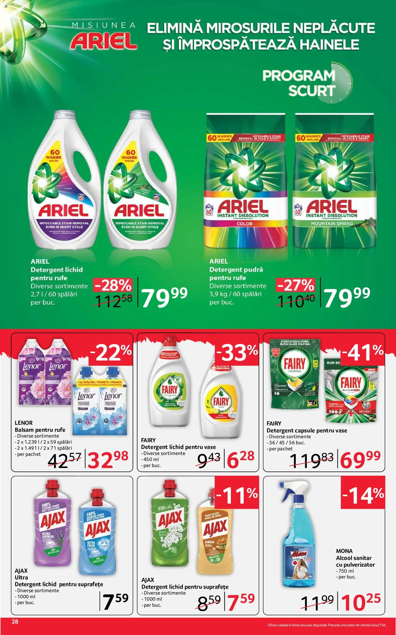 Noul catalog Selgros – valabil de la 07.08.2026 | Pagină: 28 | Produse: Pudră, Balsam, Yorgan, Detergent
