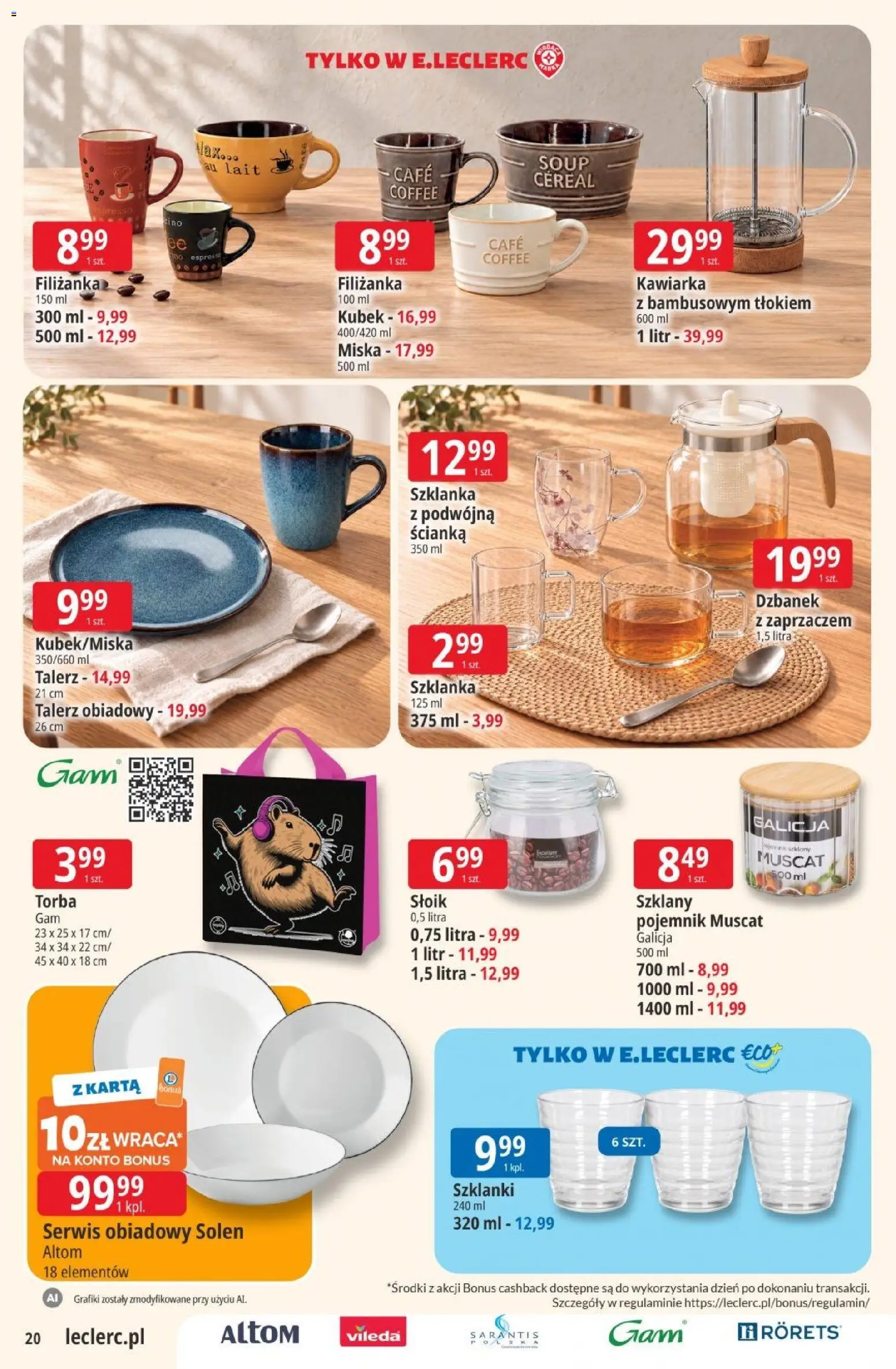 E.Leclerc - Ulotka od 03.11.2026 | Strona: 20 | Produkty: Szklanka, Karta, Torba, Szklanki