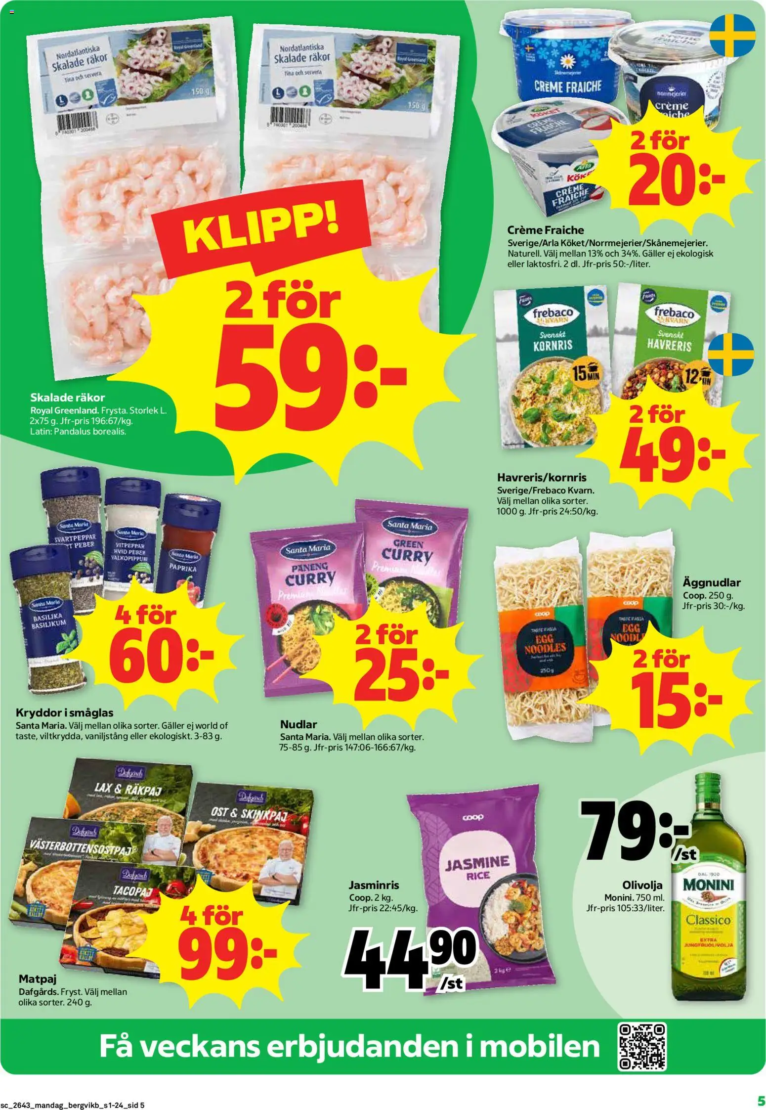 Stora Coop reklamblad aktuell från 19/10/2026 | Sida: 5 | Produkter: Galler, Kryddor, Creme fraiche, Ost