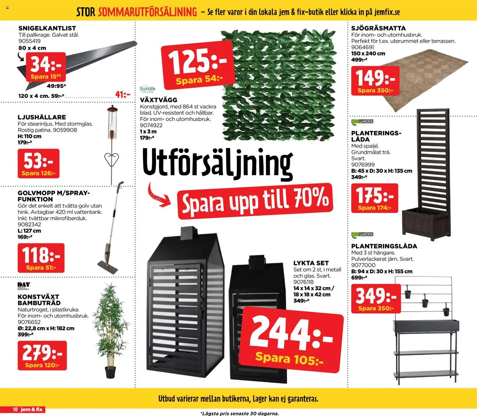 Jem & Fix reklamblad aktuell från 03/08/2026 | Sida: 10 | Produkter: Lykta, Låda, Set, Golvmopp
