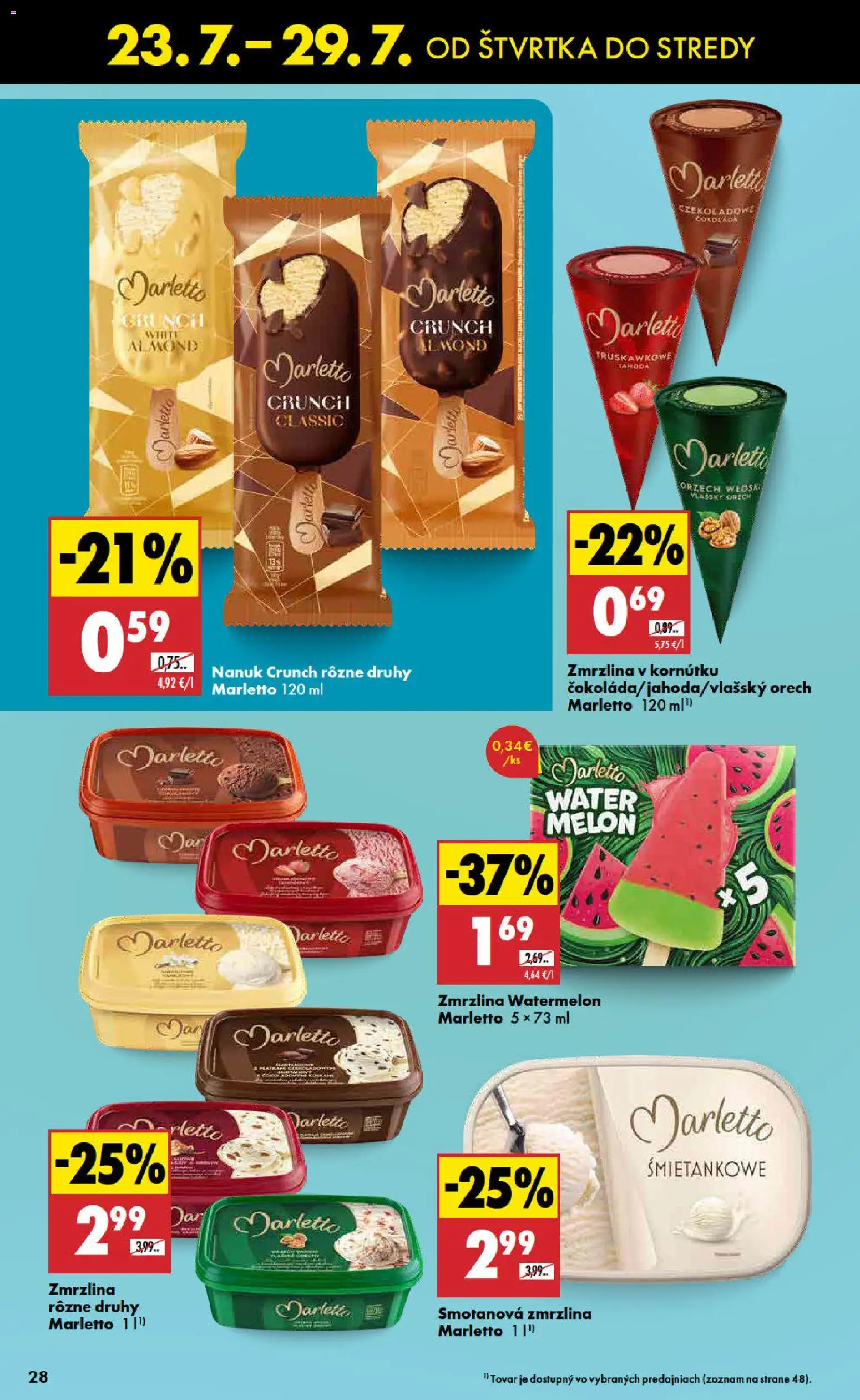 Nové Biedronka akcie – leták je platný od 23.07.2026 | Strana: 28 | Produkty: Nanuk, Zmrzlina, Melón