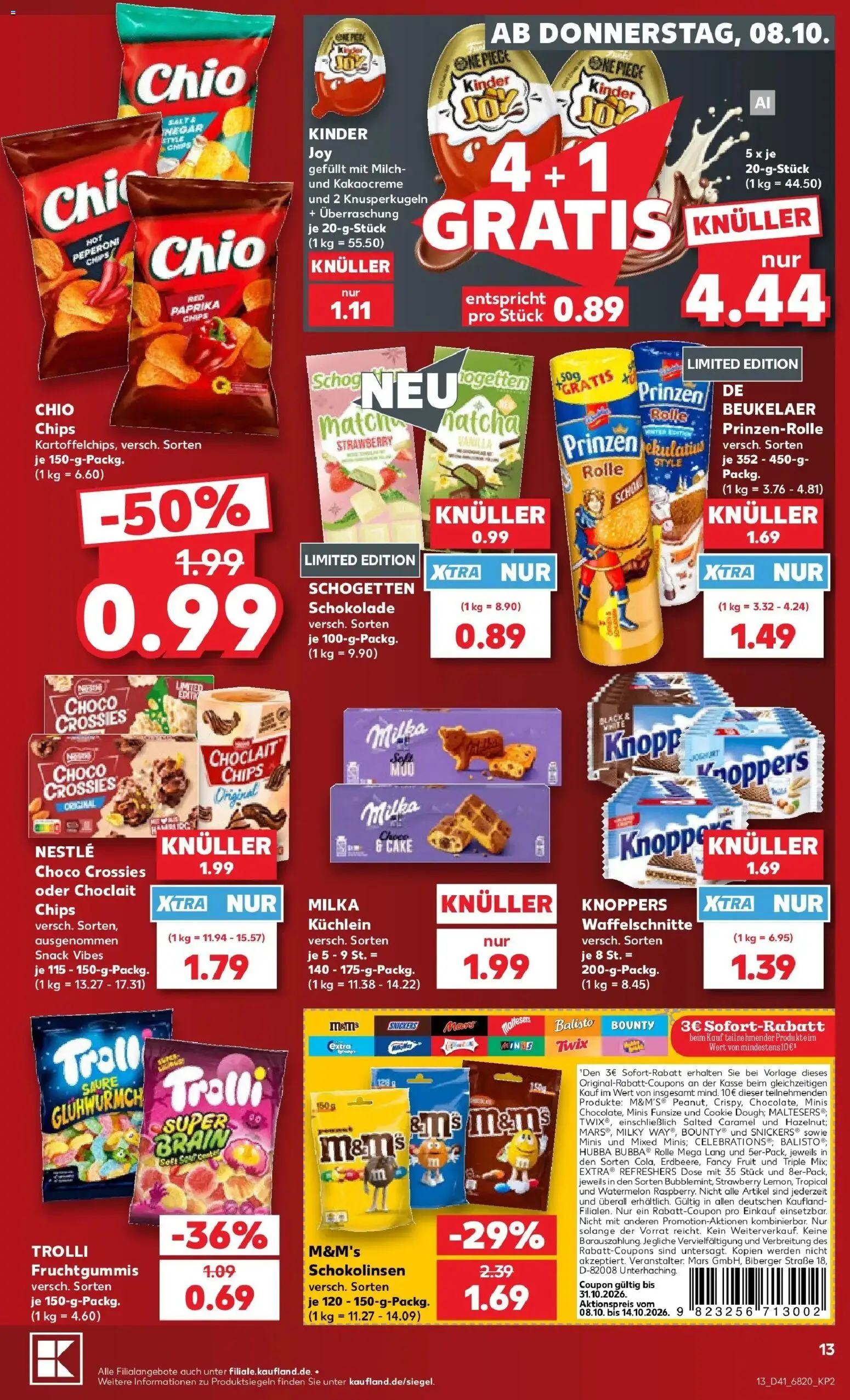 Prospekt Kaufland ab 08.10.2026 » Angebote Online zum Blättern | Seite: 13 | Produkte: Milch, Schokolade, Twix, Knoppers
