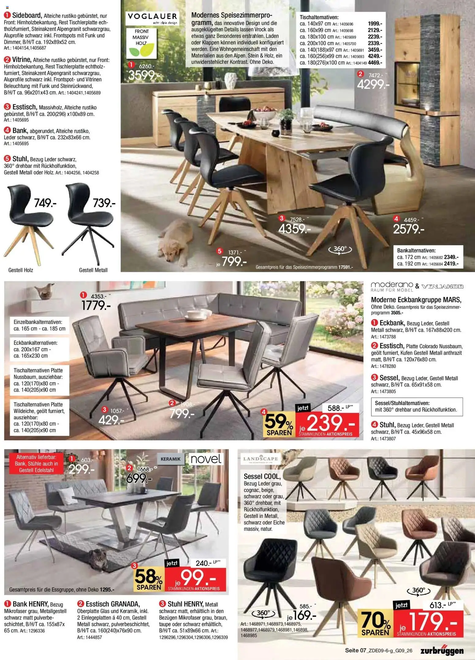 Zurbrüggen Prime Shopping week – gültig ab 12.09.2026 | Seite: 7 | Produkte: Esstisch, Sessel, Stuhl