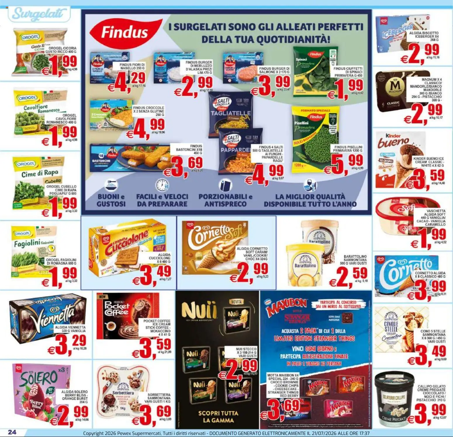 Volantino Pewex del 22/07/2026 | Pagina: 24 | Prodotti: Merluzzo, Noci, Mandorle, Spinaci