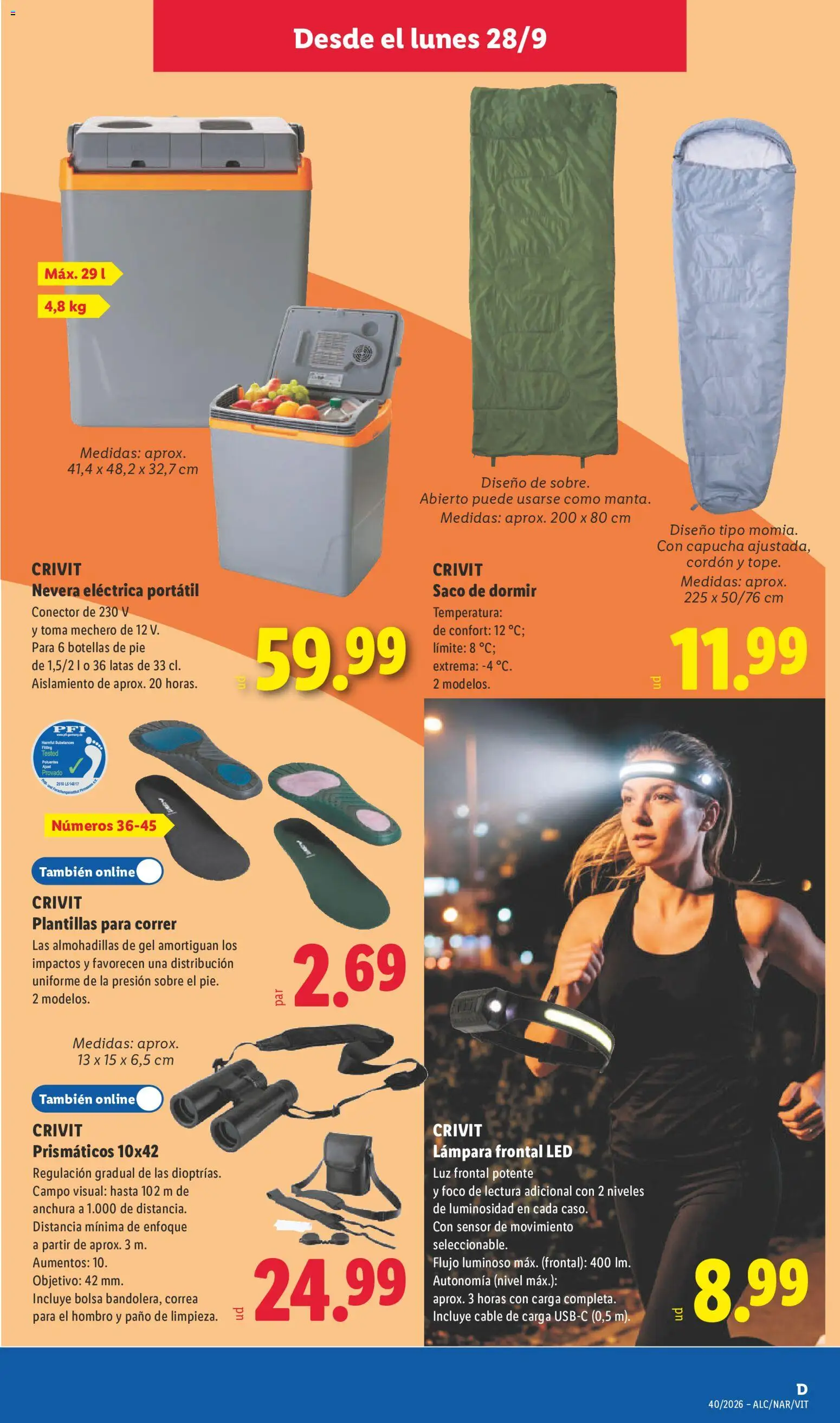 Lidl folleto de bazar │ válido desde el 28/09/2026 | Página: 13 | Productos: Portátil, Saco de dormir, Conector, Nevera