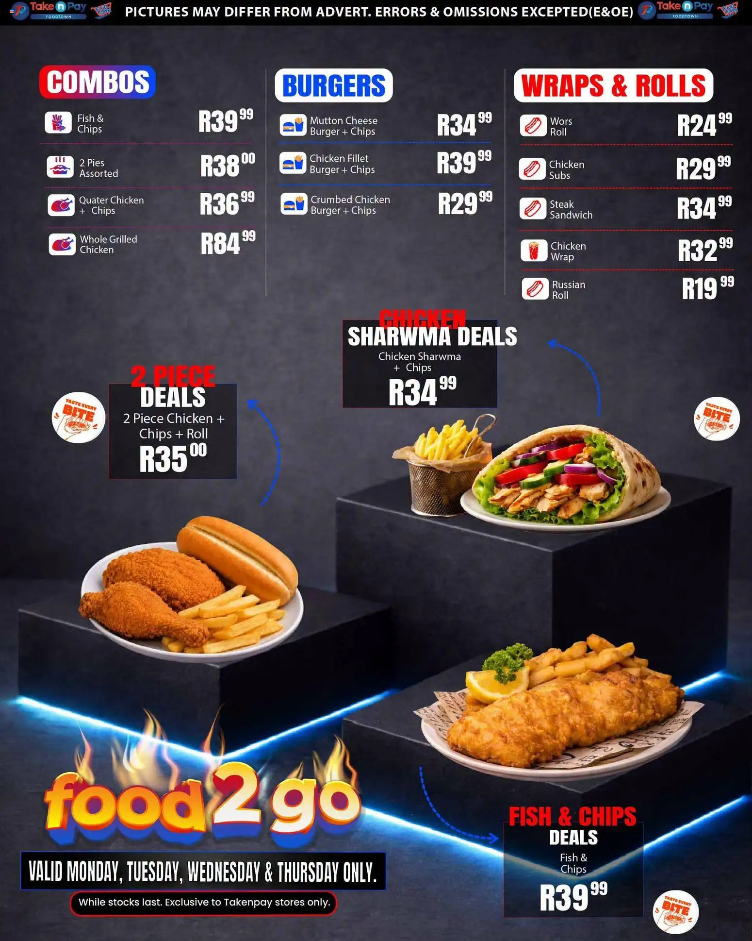 New Take n Pay catalogue – valid from 24/08/2026 | Page: 1 | Products: Cheese, Fish, Burgers, Fillet