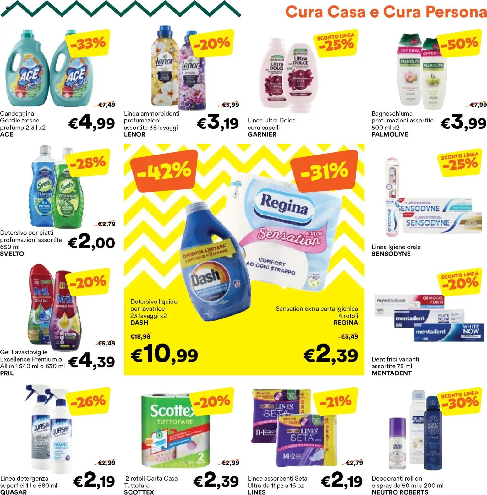 Volantino Unes del 29/07/2026 | Pagina: 11 | Prodotti: Bagnoschiuma, Detersivo per piatti, Candeggina, Lavatrice