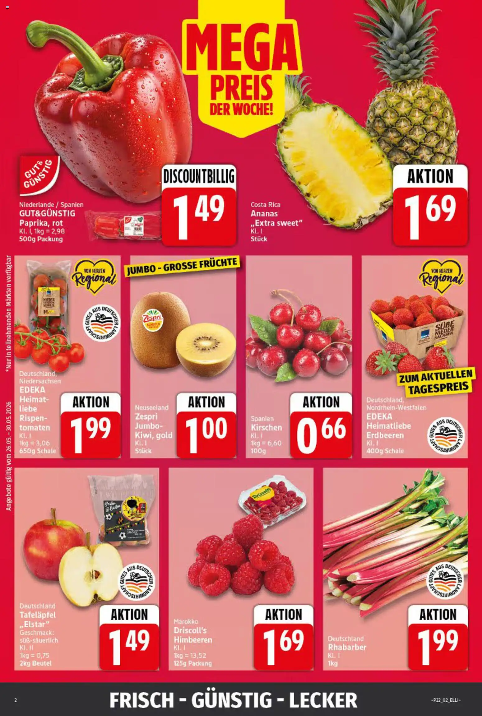 Elli Markt Prospekt – gültig ab 26.05.2026 | Seite: 2 | Produkte: Himbeeren, Ananas, Tomaten, Kirschen