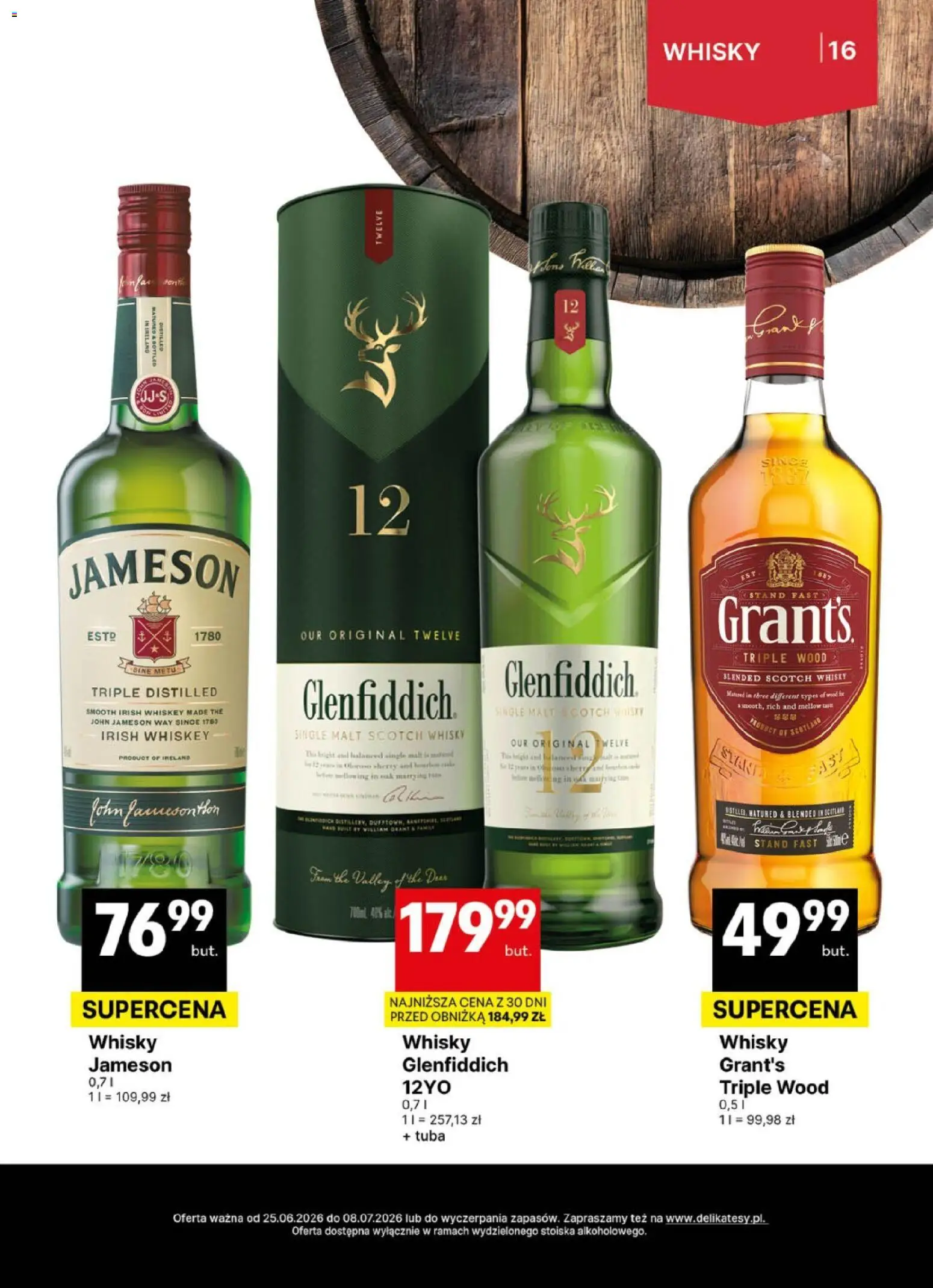 Delikatesy Centrum gazetka - DeliBarek od 25.06.2026 | Strona: 16 | Produkty: Grant's, Jameson, Whisky