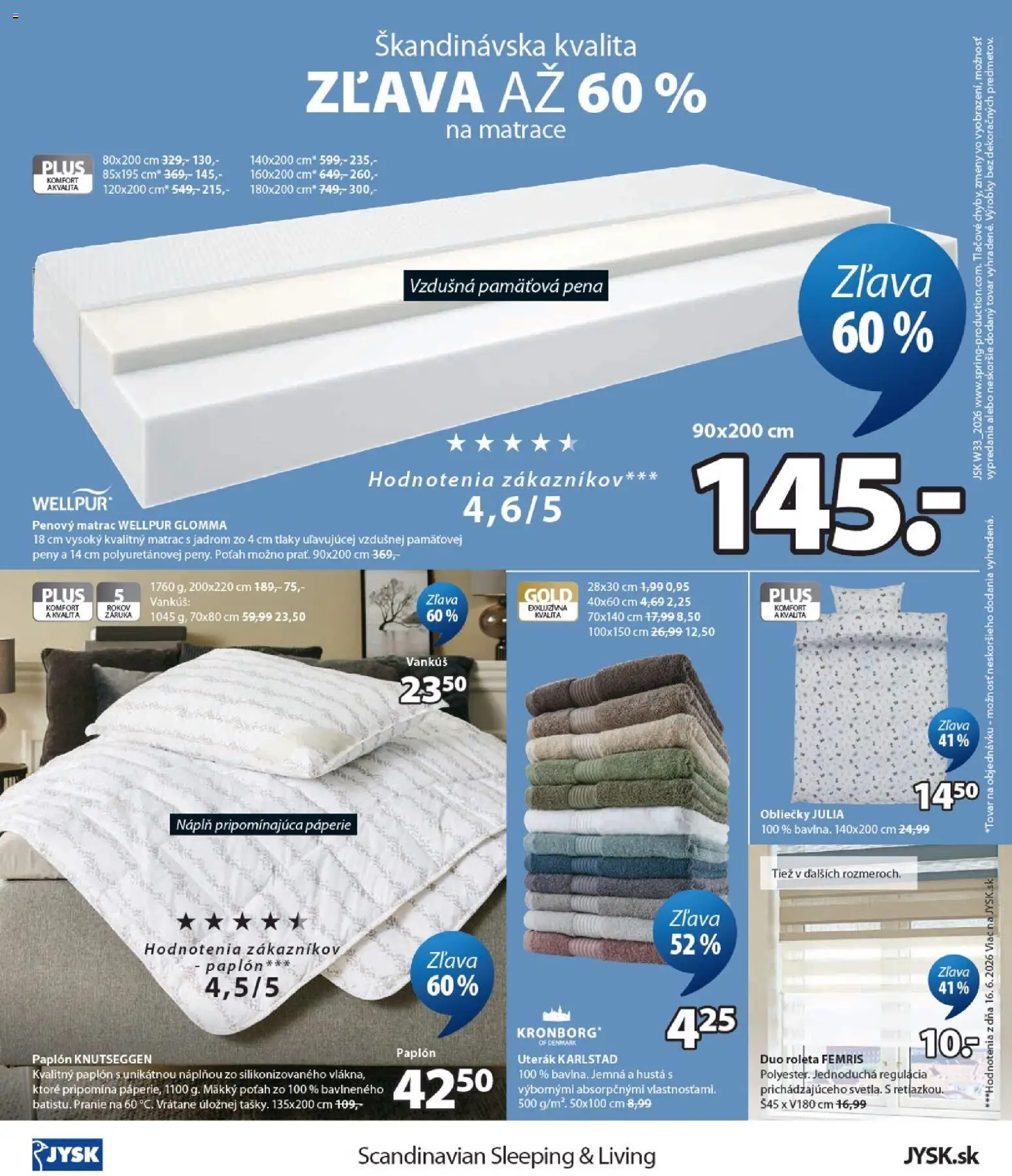 Nové JYSK akcie – leták je platný od 12.08.2026 | Strana: 12 | Produkty: Matrace, Matrac, Obliečky, Vankúš