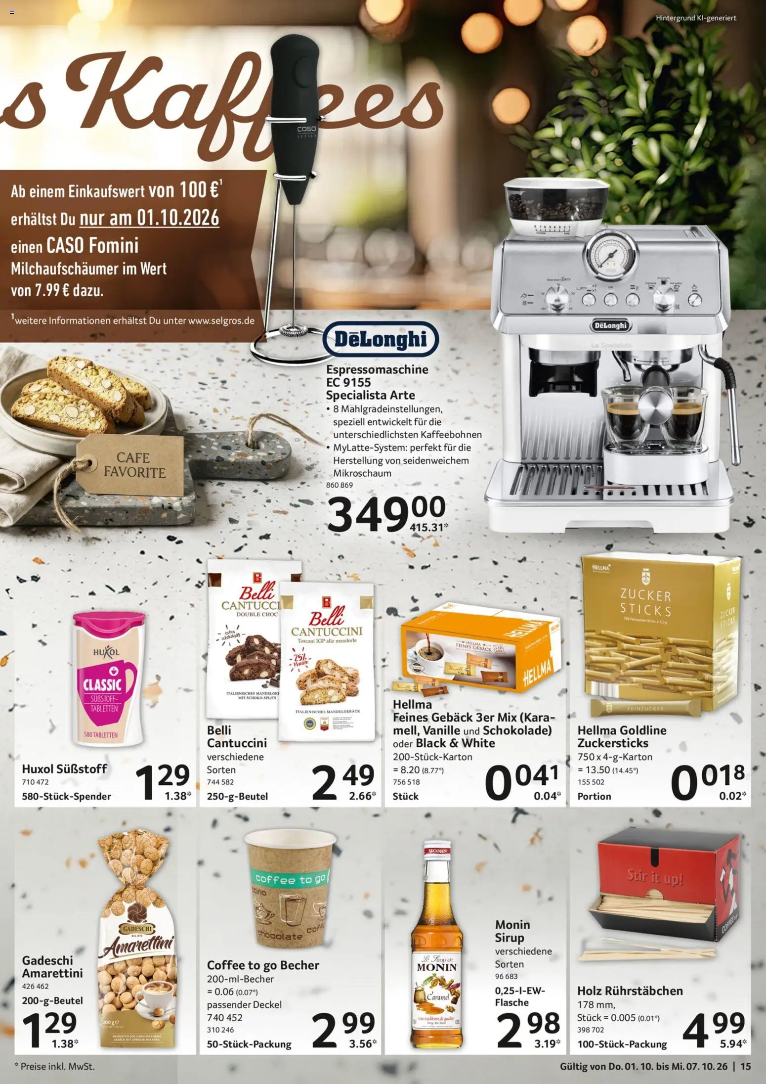 Selgros Prospekt – gültig ab 01.10.2026 | Seite: 15 | Produkte: Schokolade, Sirup, Vanille, Zucker