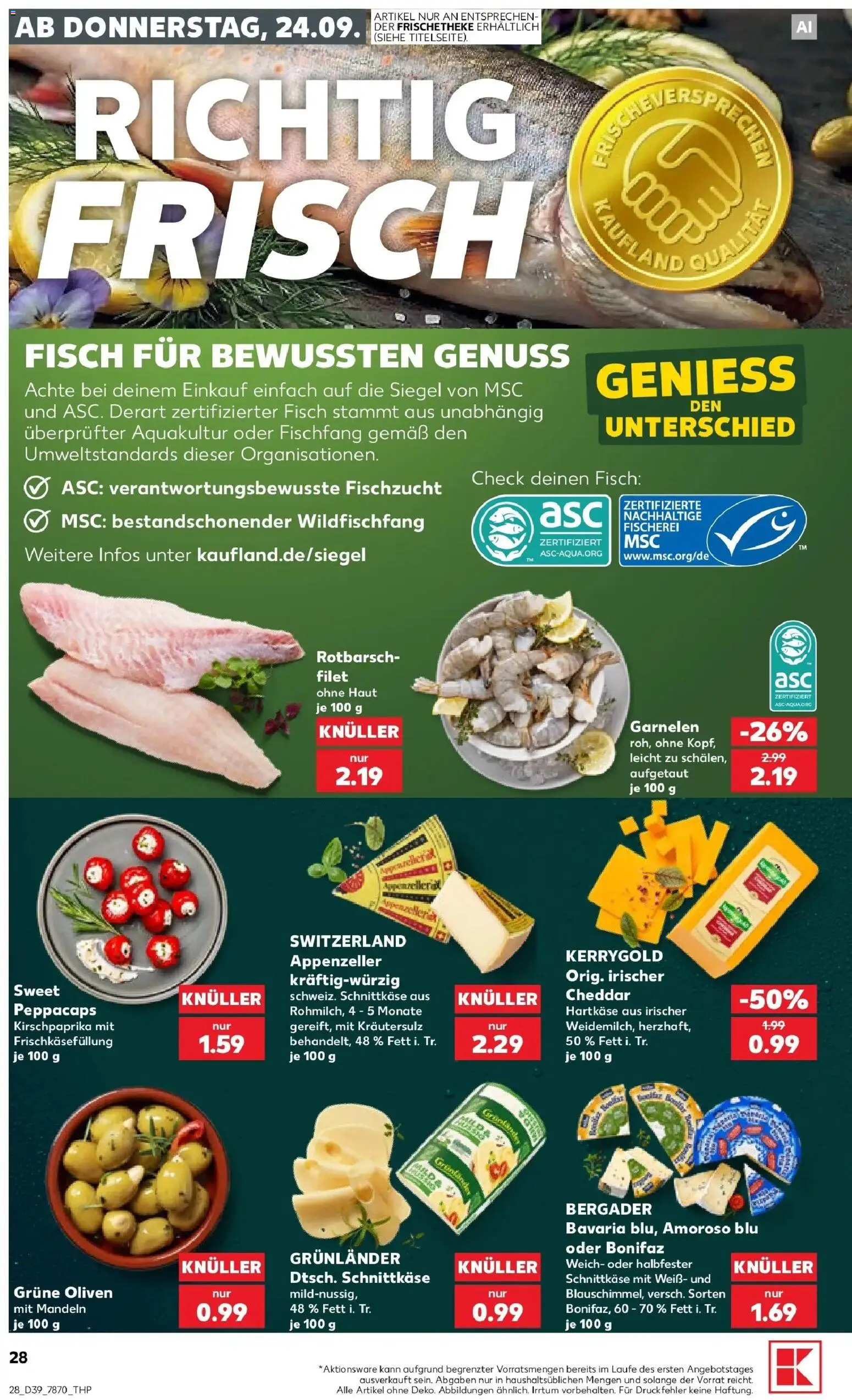 Prospekt Kaufland ab 21.09.2026 » Angebote Online zum Blättern | Seite: 40 | Produkte: Garnelen, Mandeln, Fisch, Grunlander